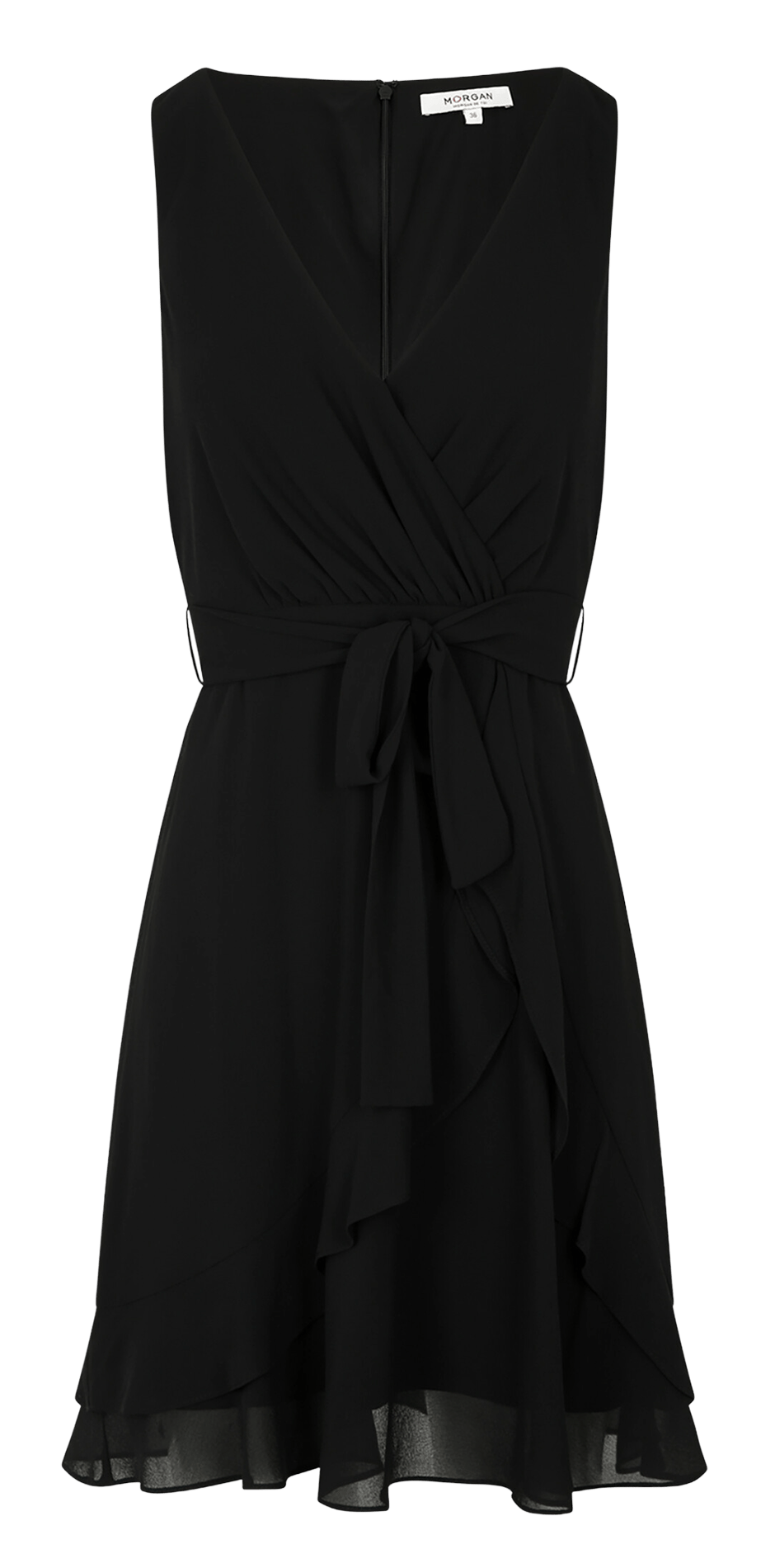 Robe courte droite col V  MORGAN Noir