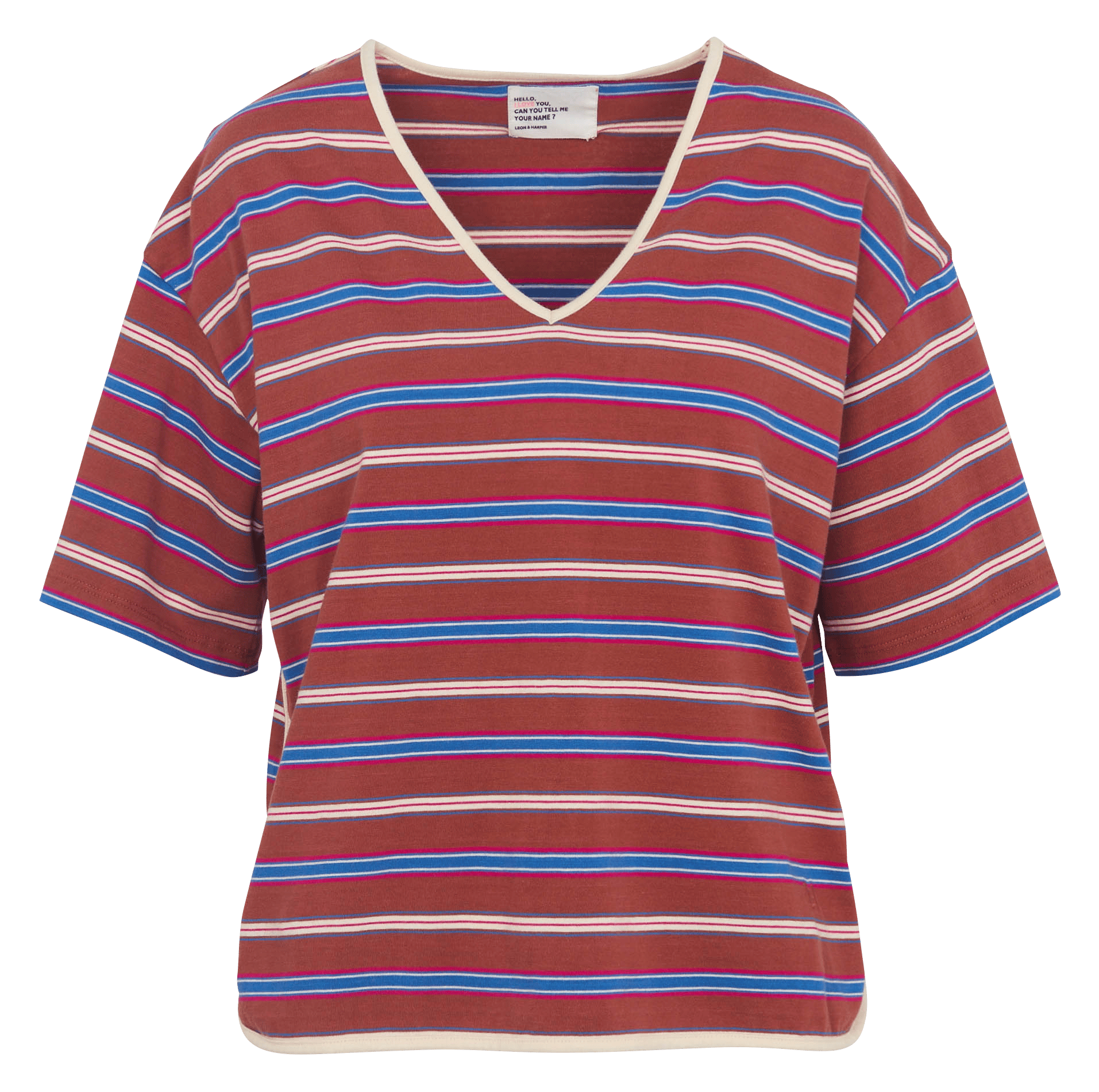 T-Shirt aus Bio-Baumwolle mit V-Ausschnitt LEON & HARPER Braun