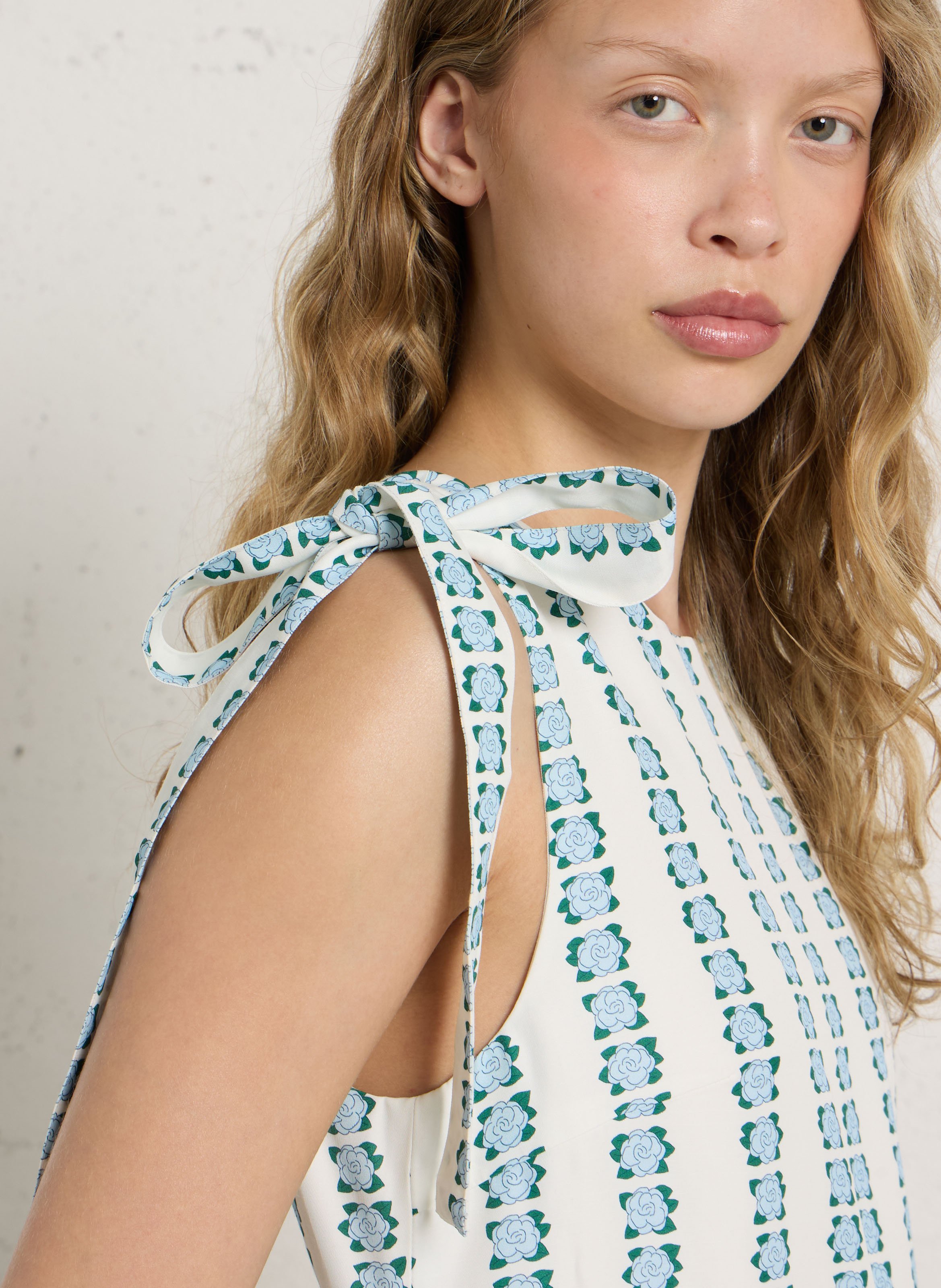 Long printed round-neck dress THE TINY BIG SISTER White