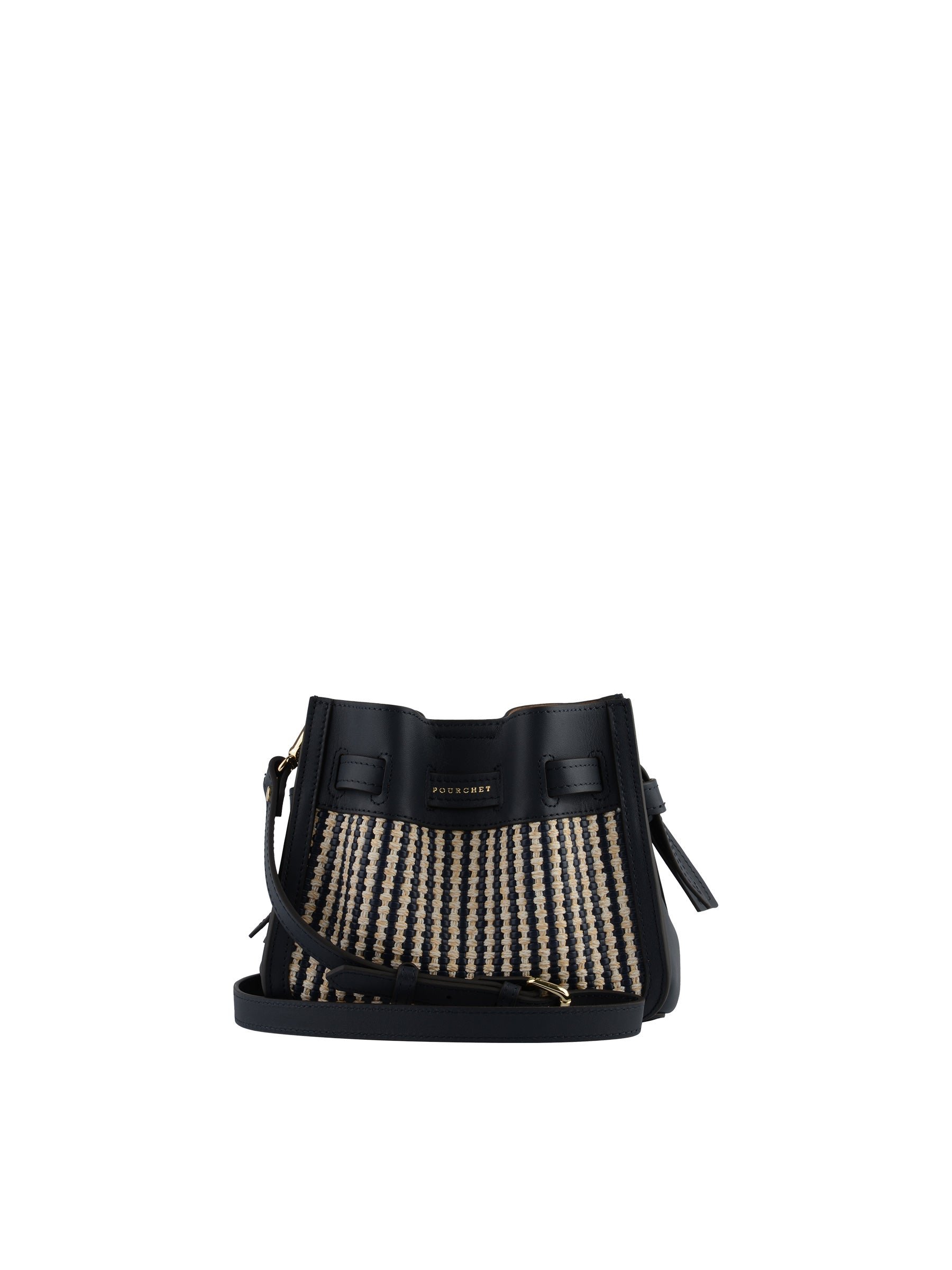 Calfskin leather shoulder bag POURCHET Blue