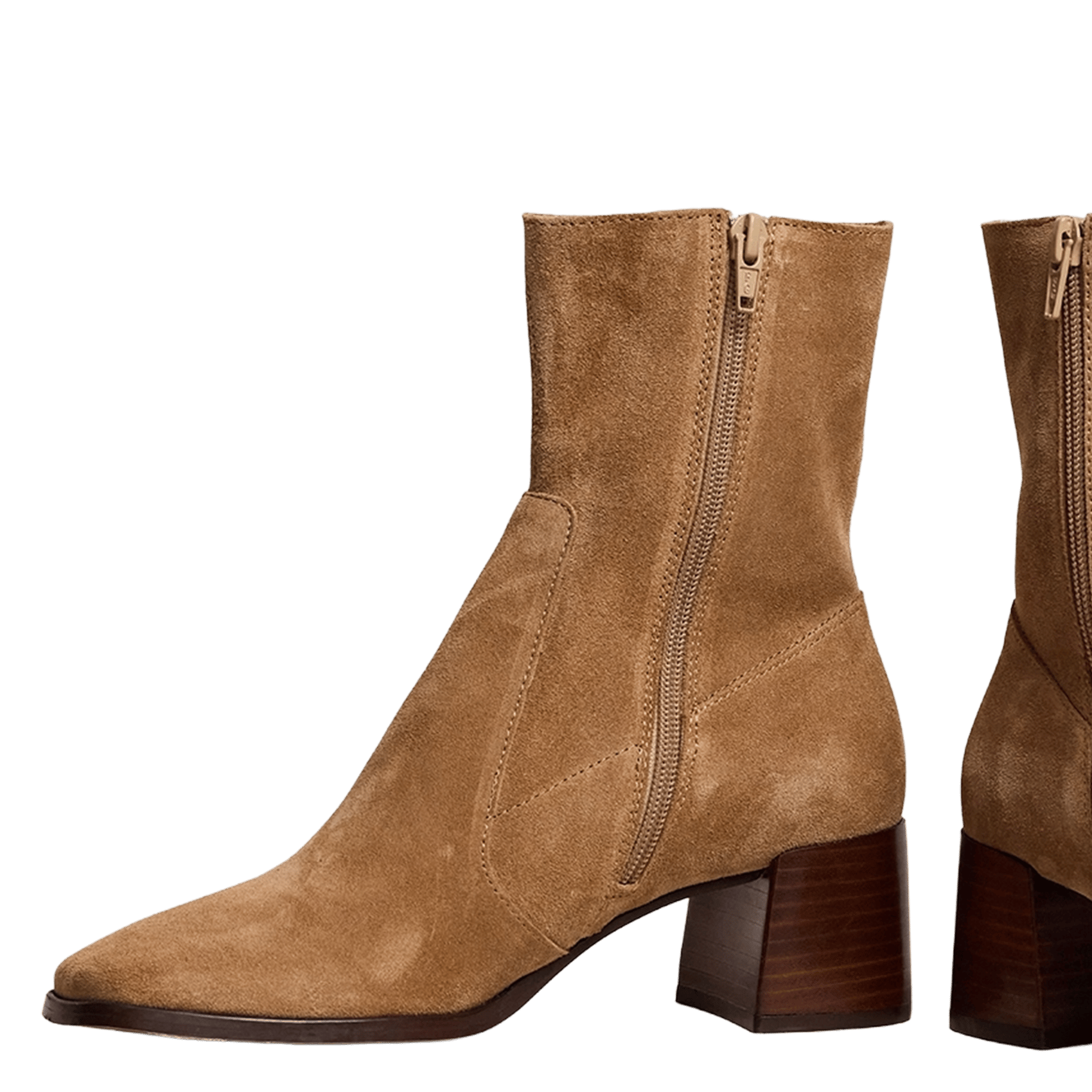 Enkellaarzen van veloursleer met hak JONAK Beige