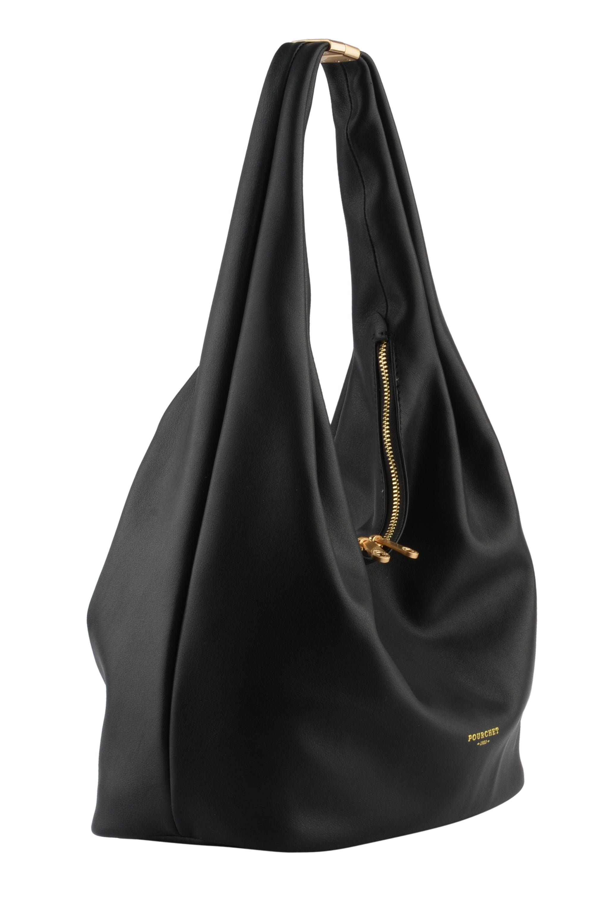 Calfskin leather shoulder bag Black