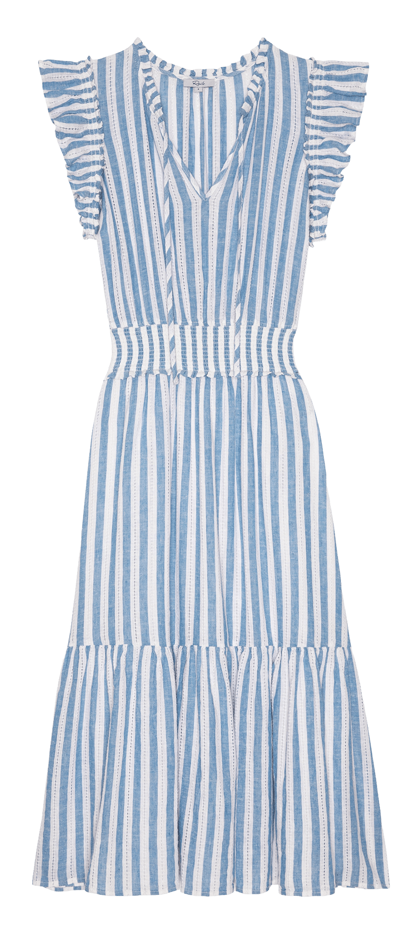 Midi dress with Tunisian collar in blended linen RAILS Multicolored