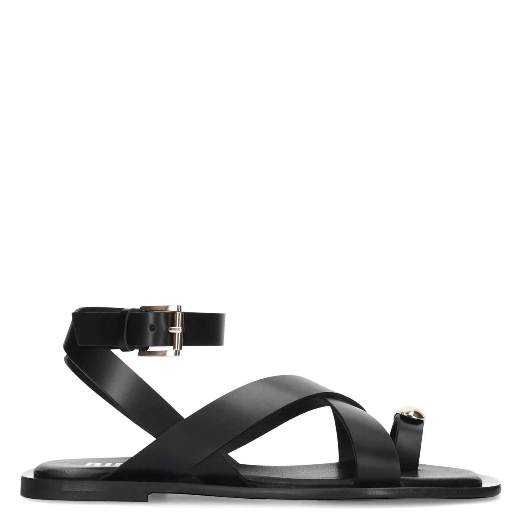 Sandales plates à lanières en cuir BIBI LOU Noir