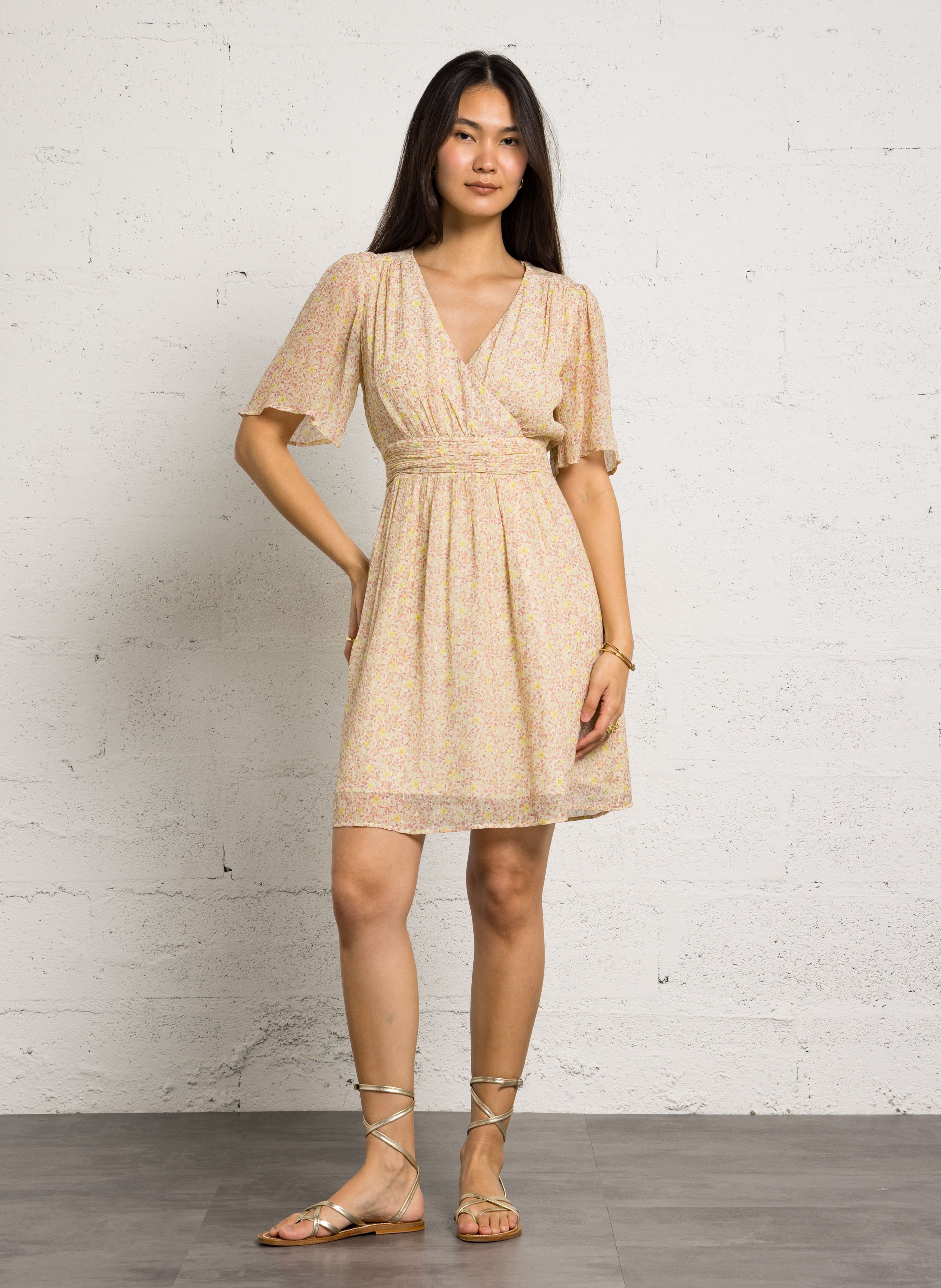 Korte jurk met kraag Geel