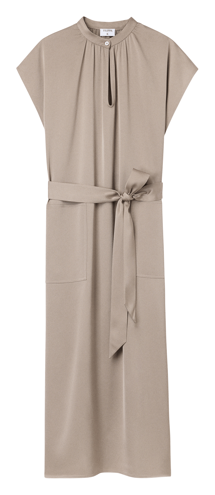 Vestido midi con cinturón liso FILIPPA K Beige