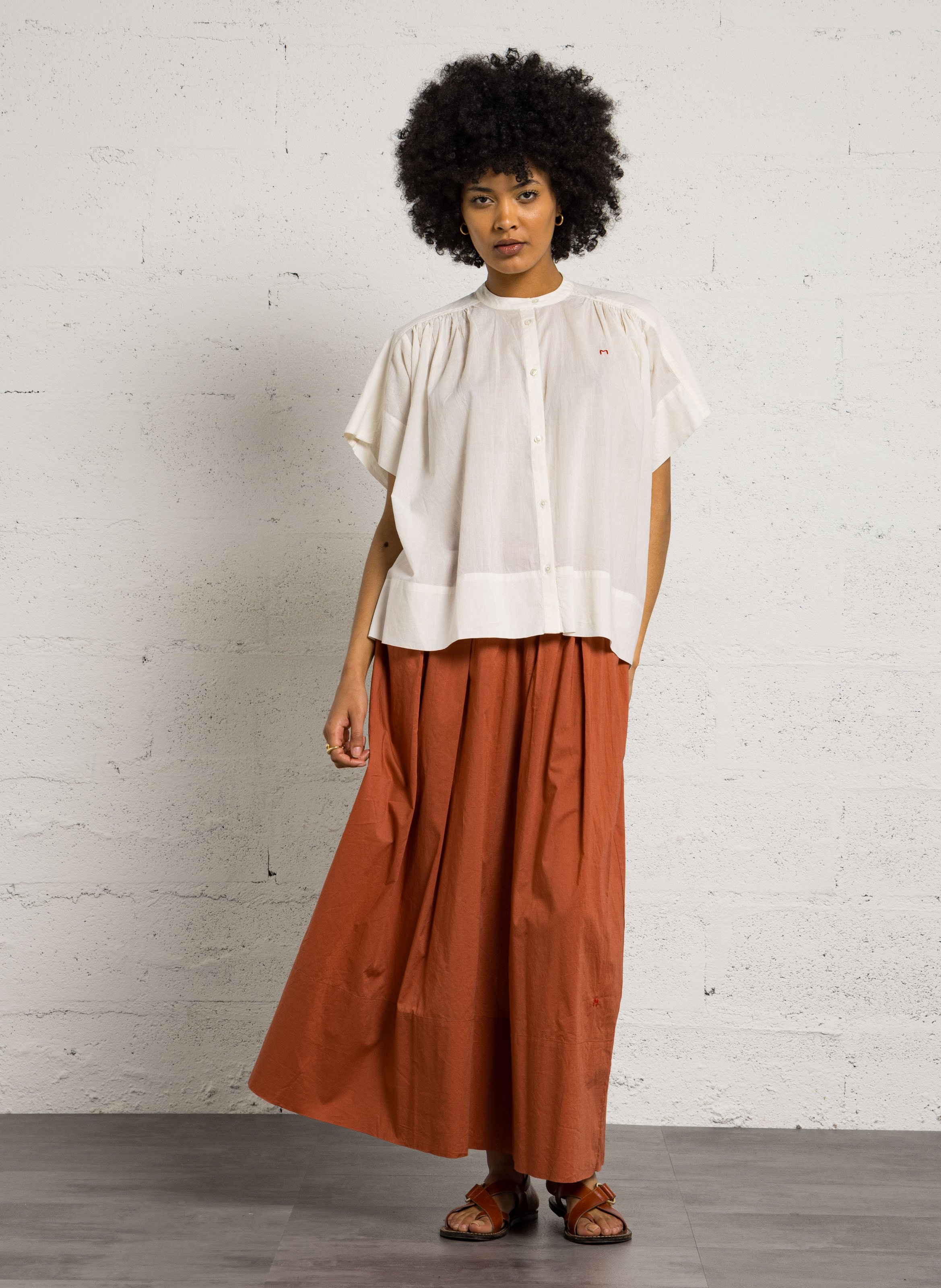 Jupe longue évasée taille haute MOISMONT Orange