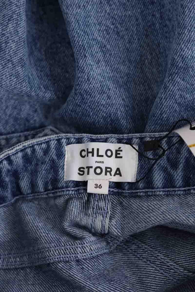 Straight cotton-blend pants CHLOE STORA - SECONDE MAIN Blue