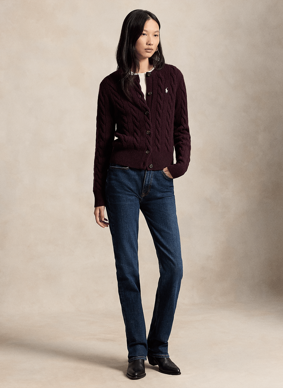 Gilet col rond en laine mélangée | Violet POLO RALPH LAUREN Femme