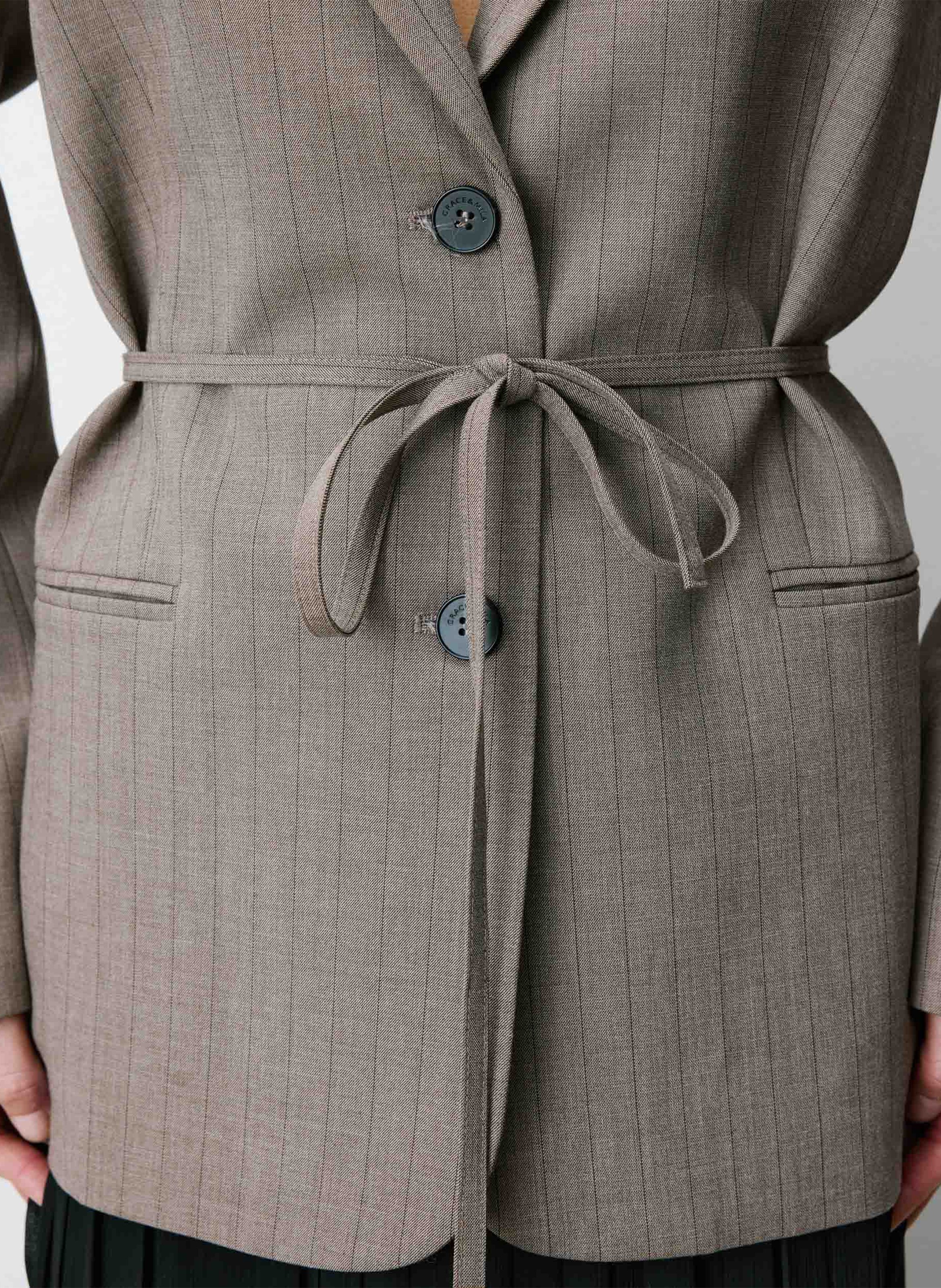 Veste tailleur droite rayée GRACE ET MILA Marron