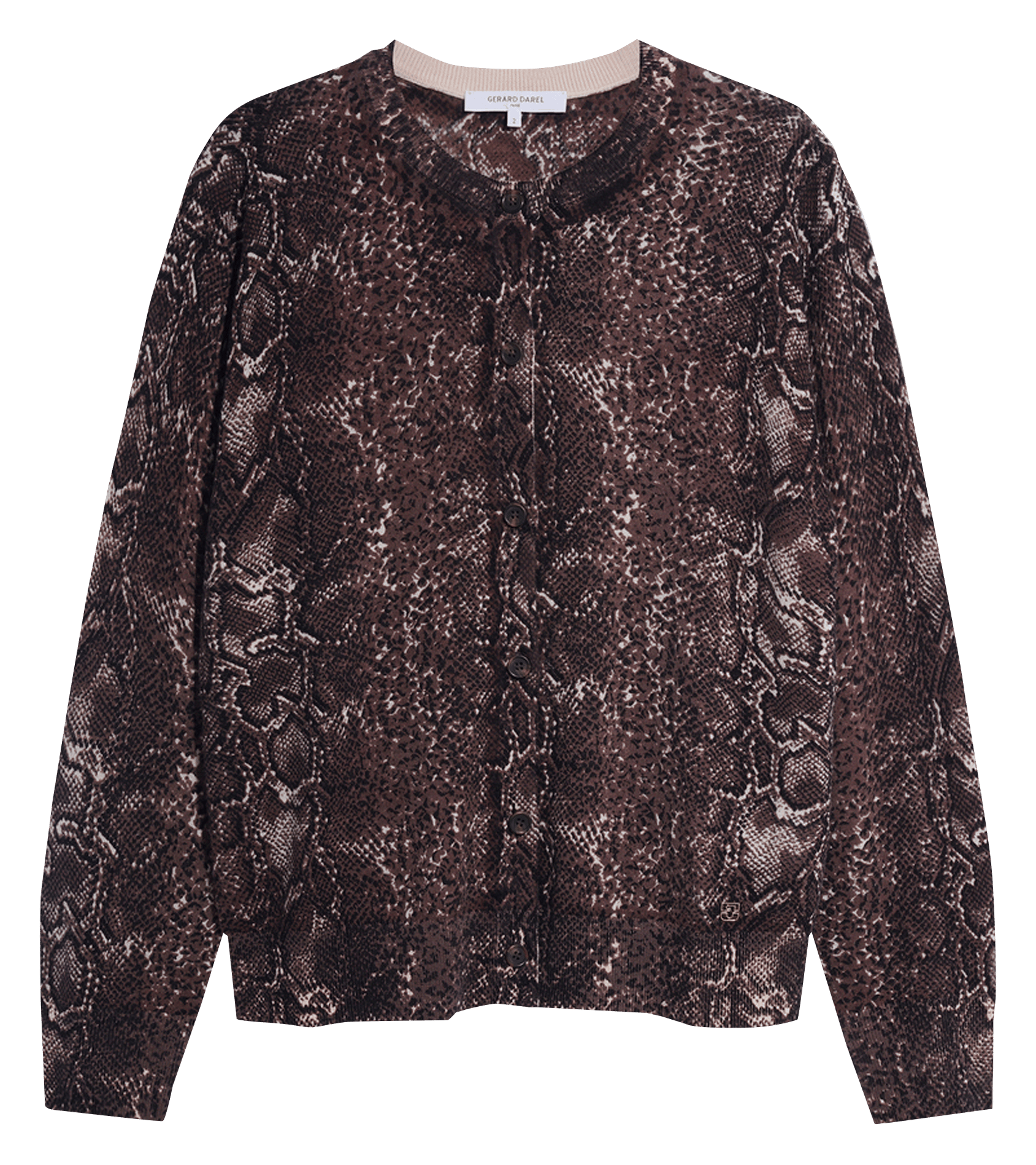 Wollen vest met pythonprint GERARD DAREL Bruin