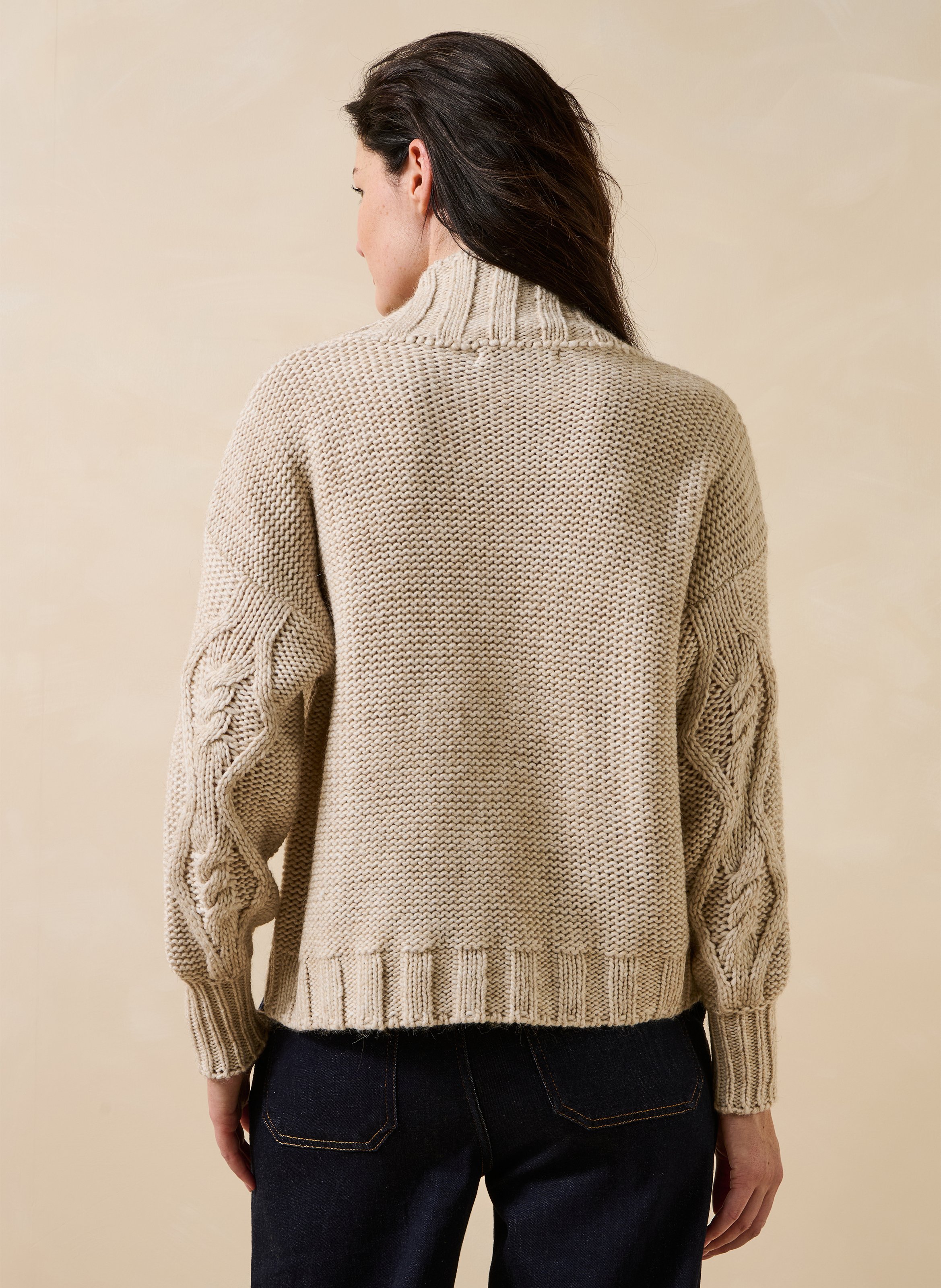 Mixed wool knit sweater LA FEE MARABOUTEE Beige