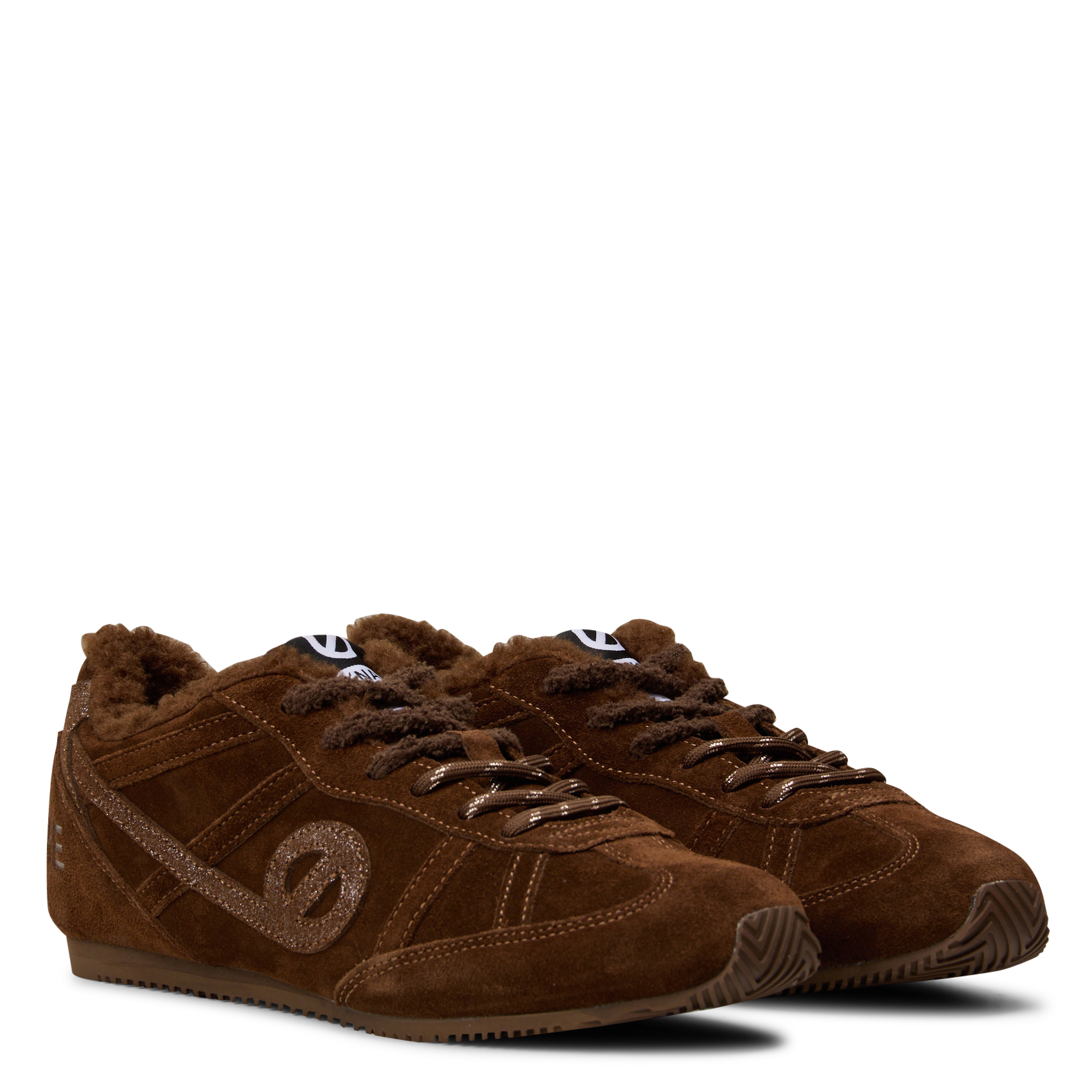Baskets fourrées en cuir velours NO NAME Marron