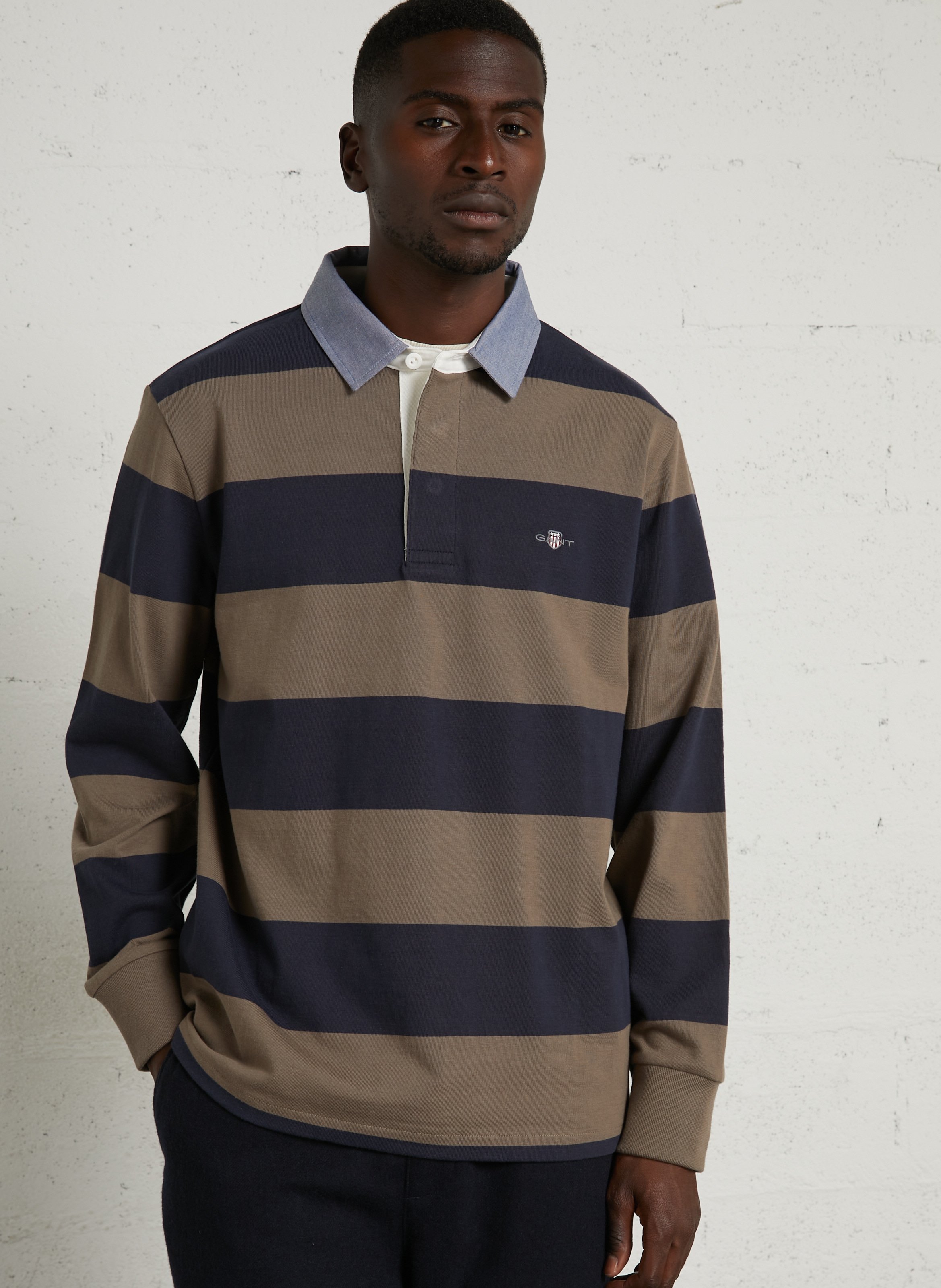 Polo droit en coton rayé GANT