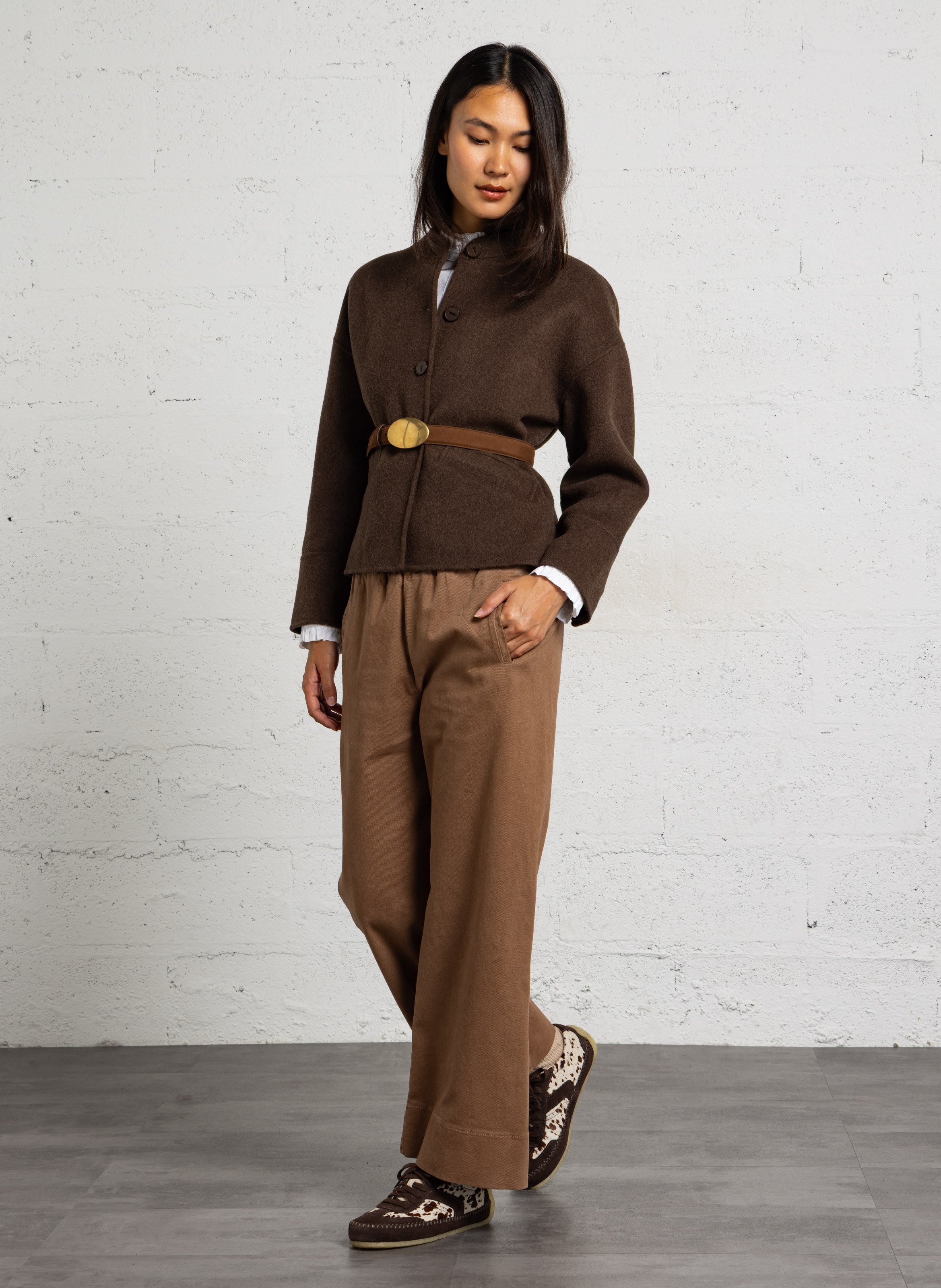 Rechte broek in effen katoenmix HOD PARIS Bruin