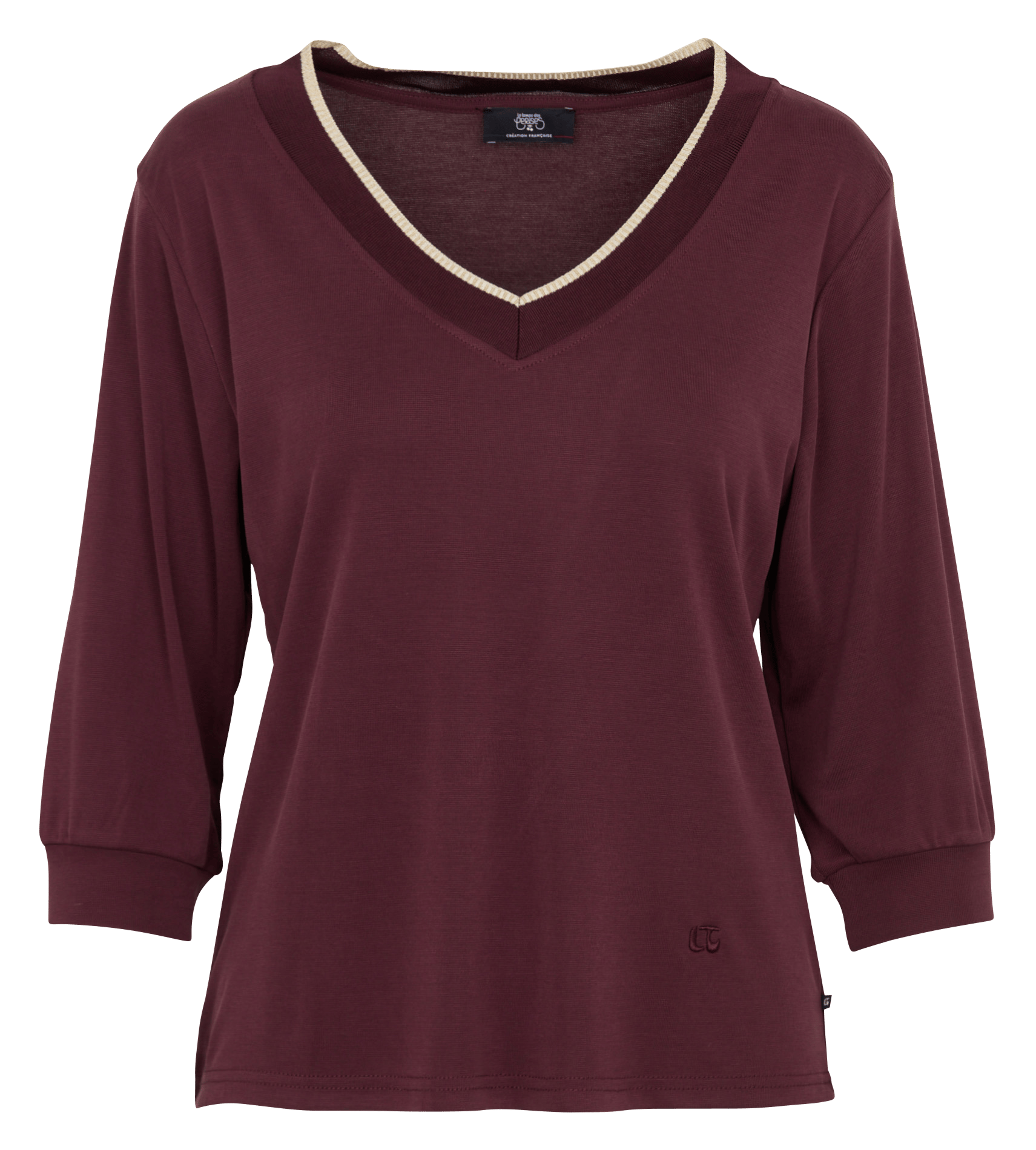 Tee-shirt manches 3/4 col V LE TEMPS DES CERISES Rouge