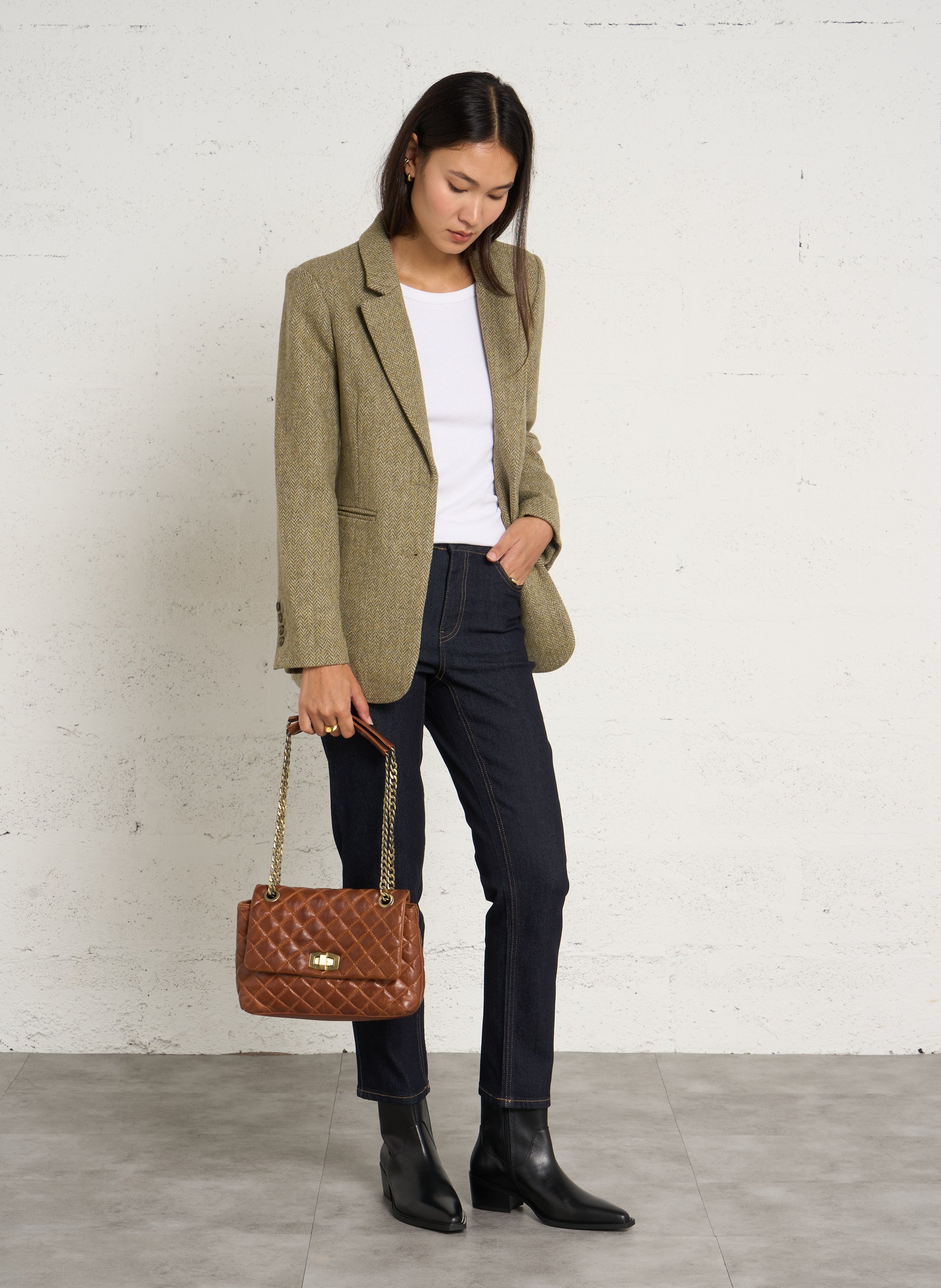Gesteppte Ledertasche MAISON 123 Braun