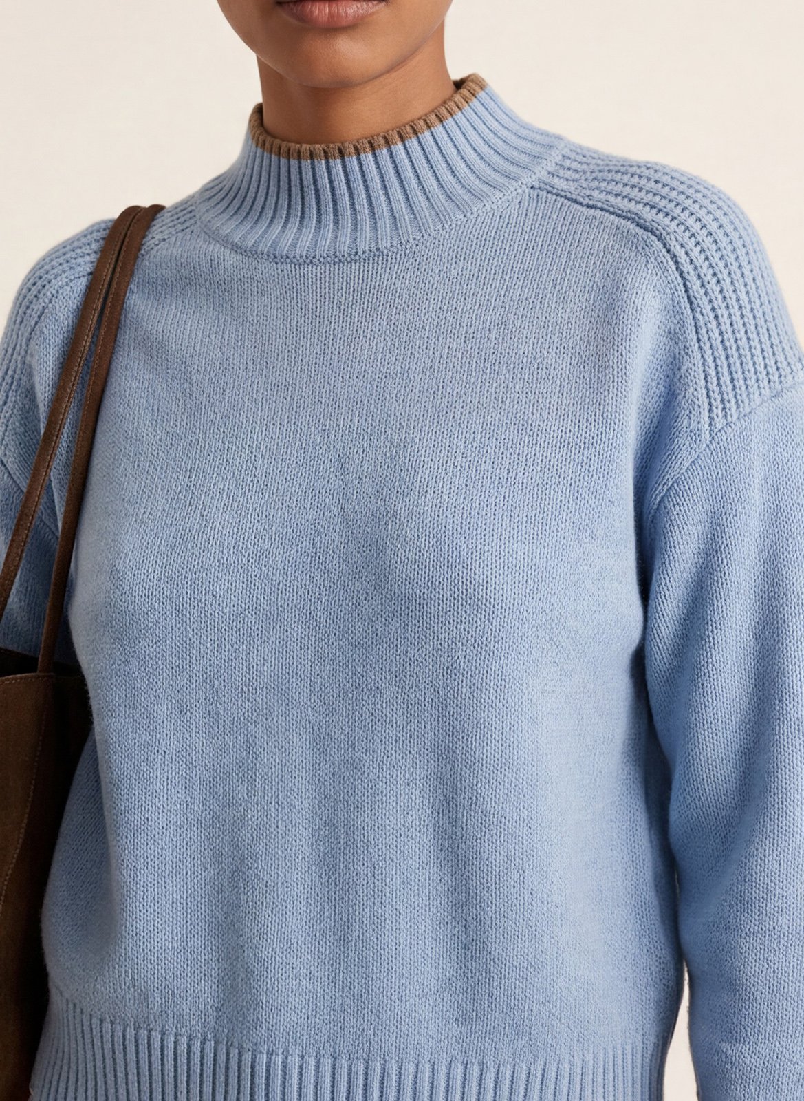 Pull droit col montant en laine mélangée KOOKAI Bleu