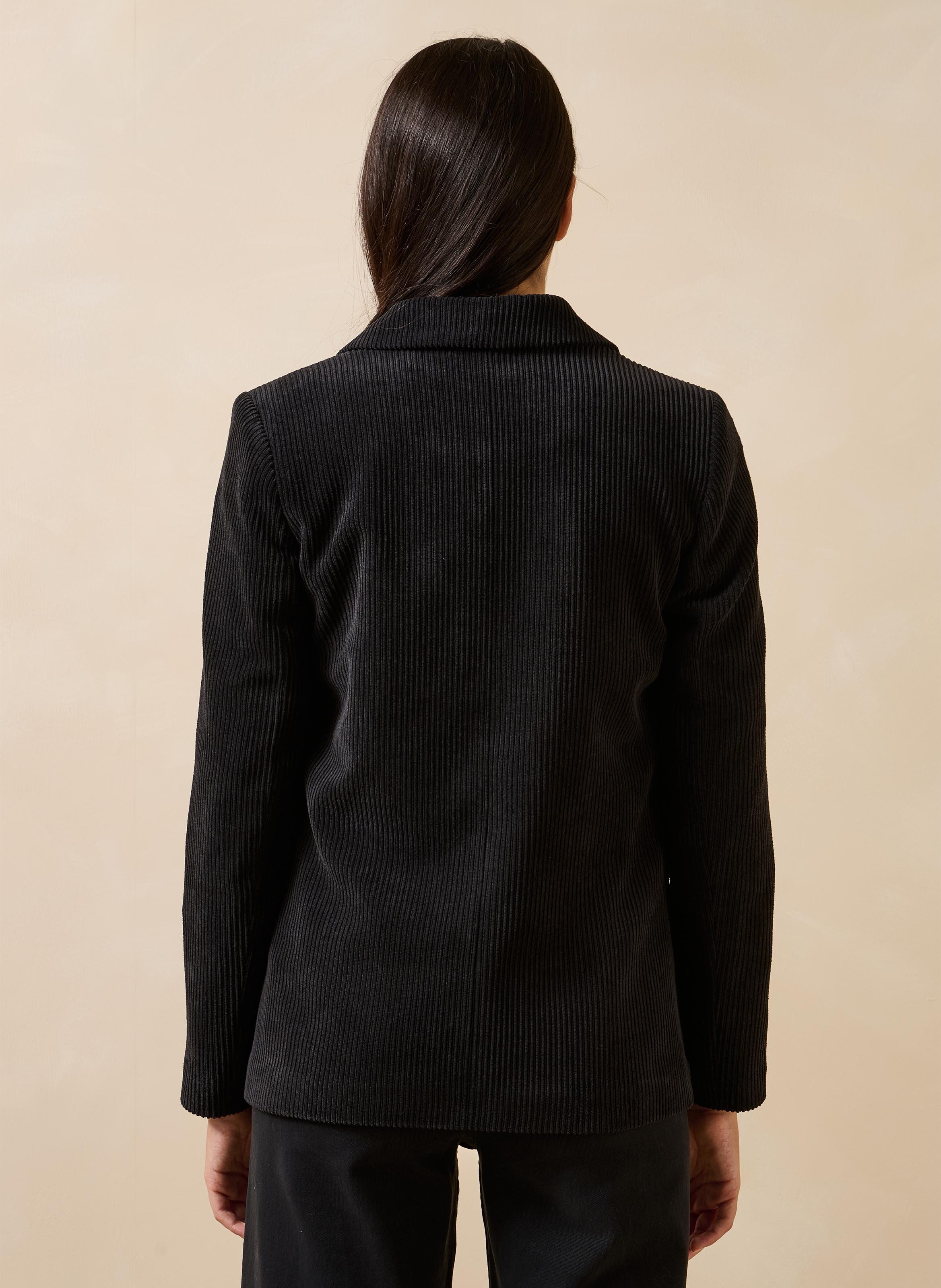 Veste tailleur droite en velours côtelé LA FEE MARABOUTEE Noir