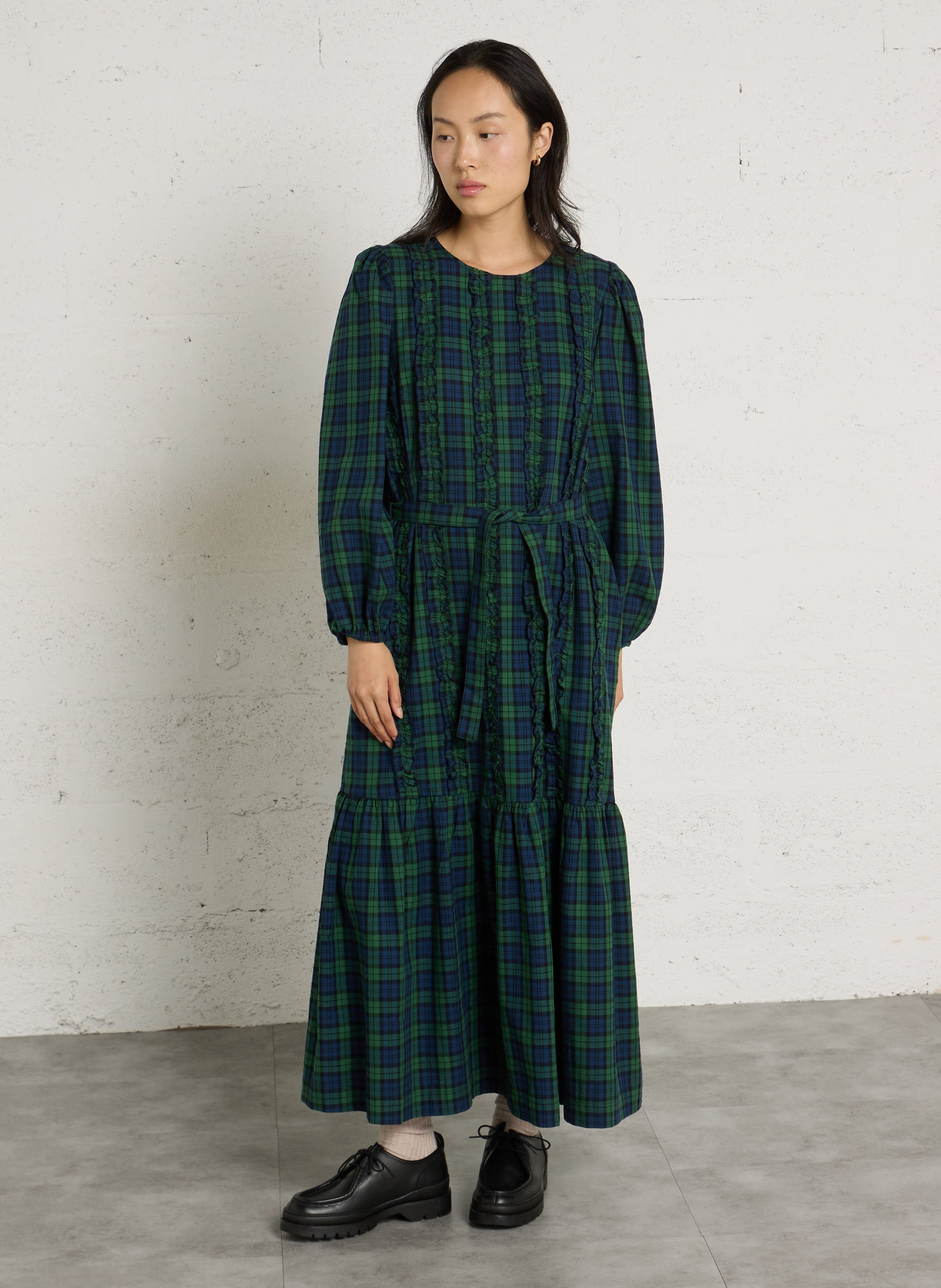 Robe longue col rond en coton THE TINY BIG SISTER Bleu