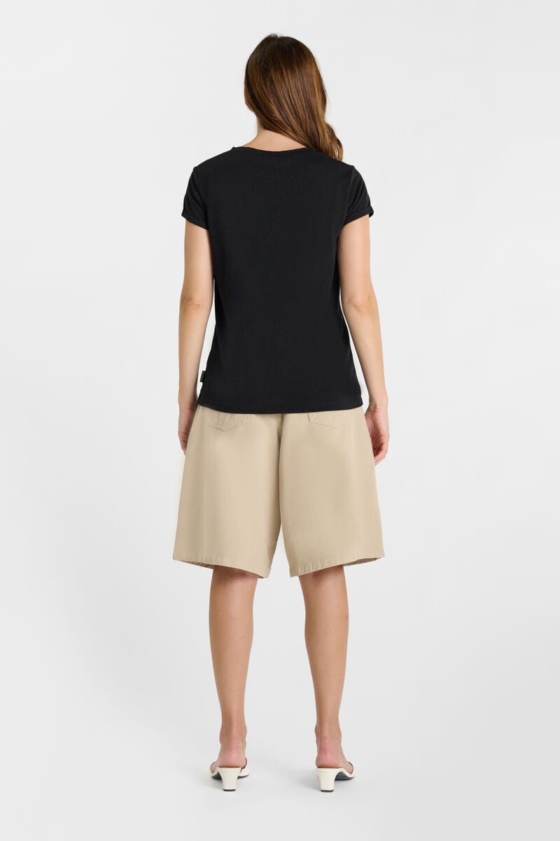 Plain printed V-neck T-shirt LE TEMPS DES CERISES Black