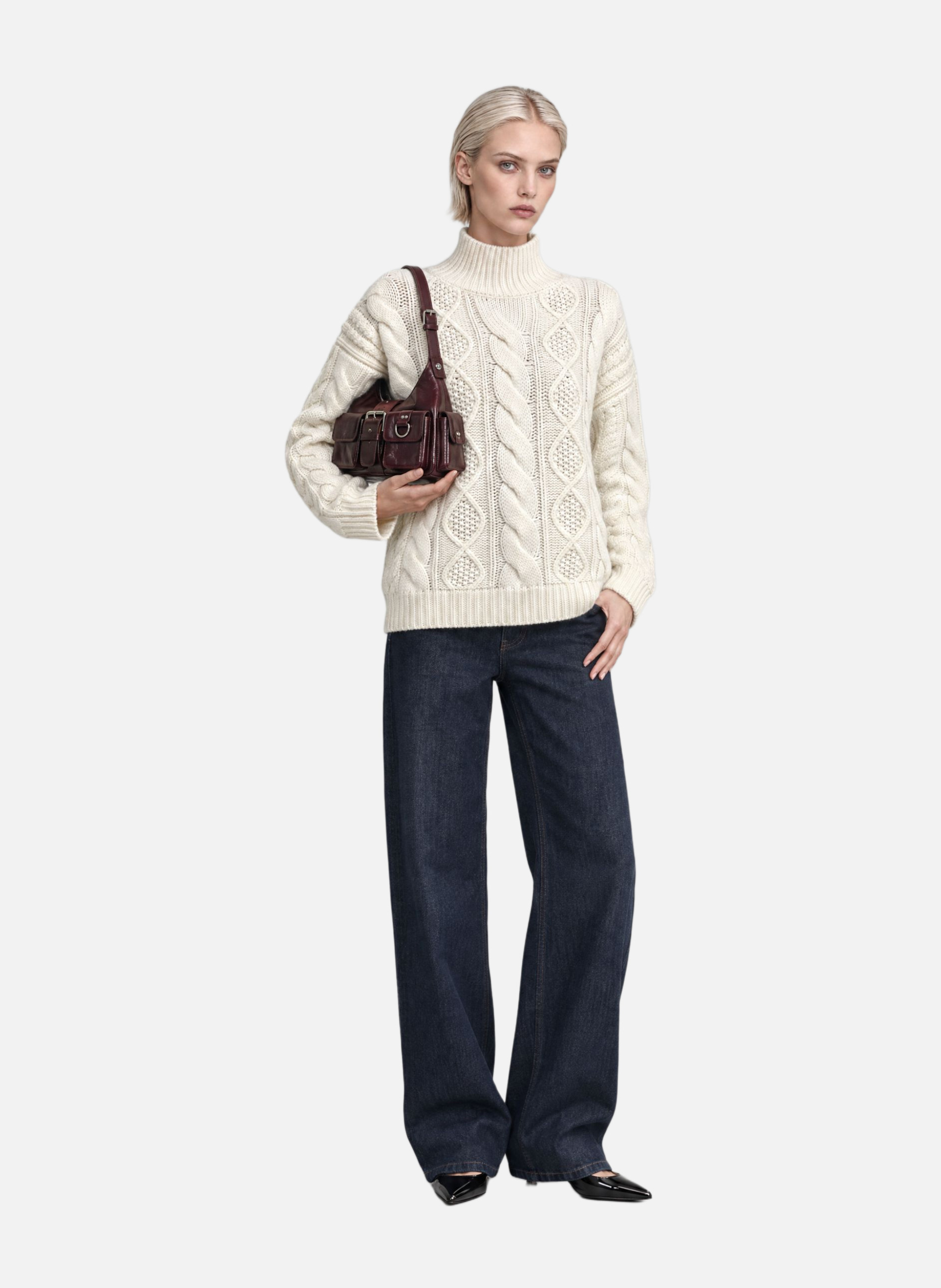 Merino wool twisted knit sweater THE KOOPLES Beige