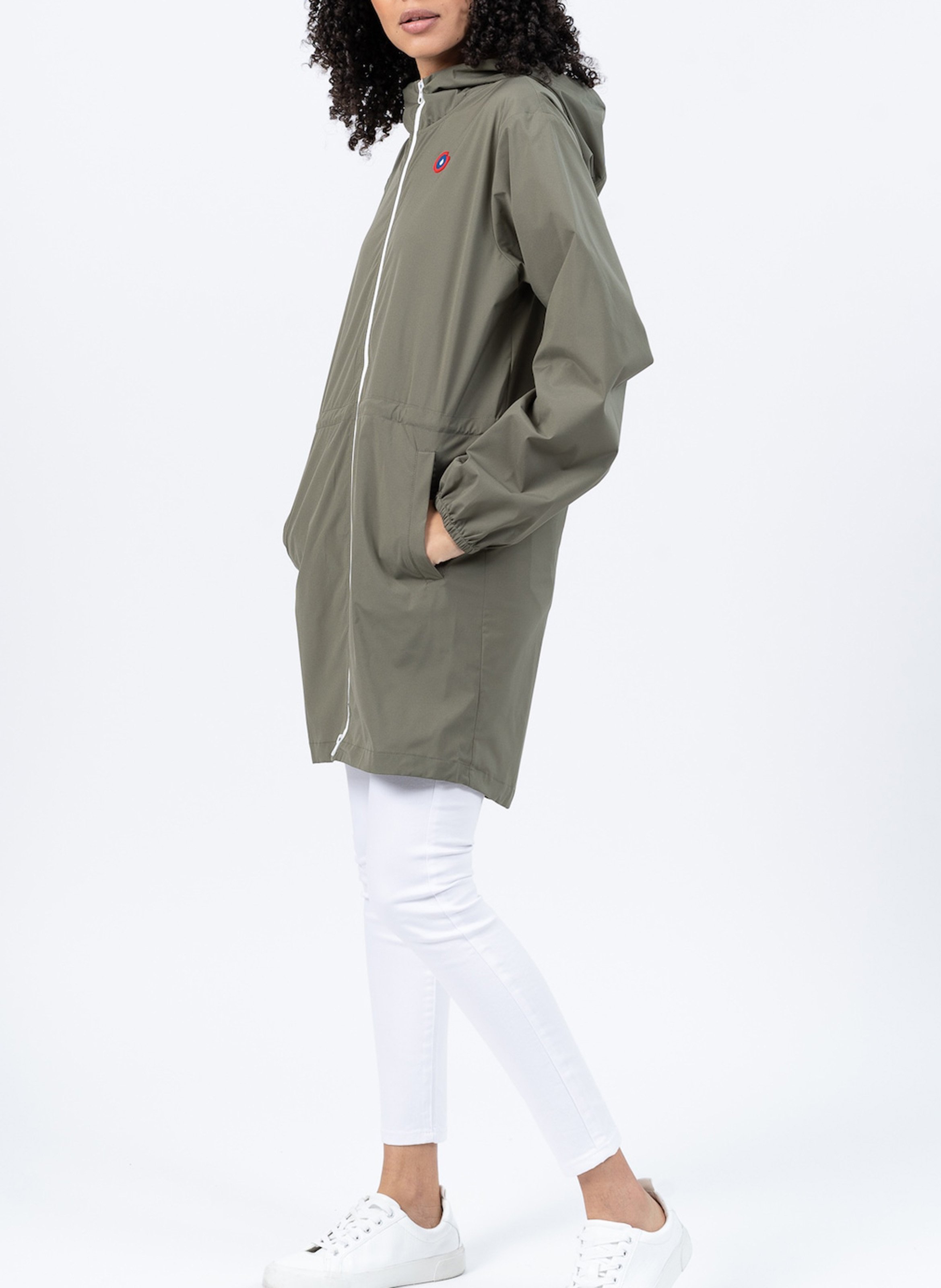 Long convertible hooded raincoat Khaki