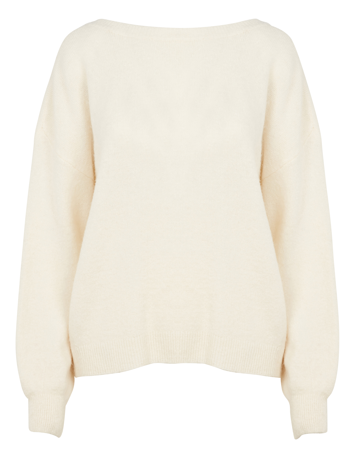 Pull col rond en maille mélangée  PLEASE Beige