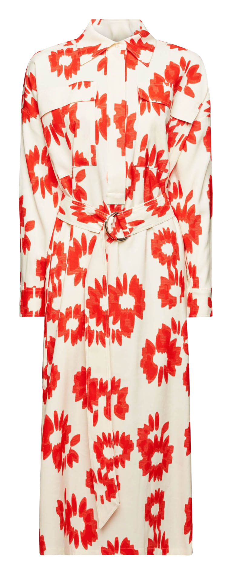 Robe chemise droite col classique imprimée ESPRIT Gris