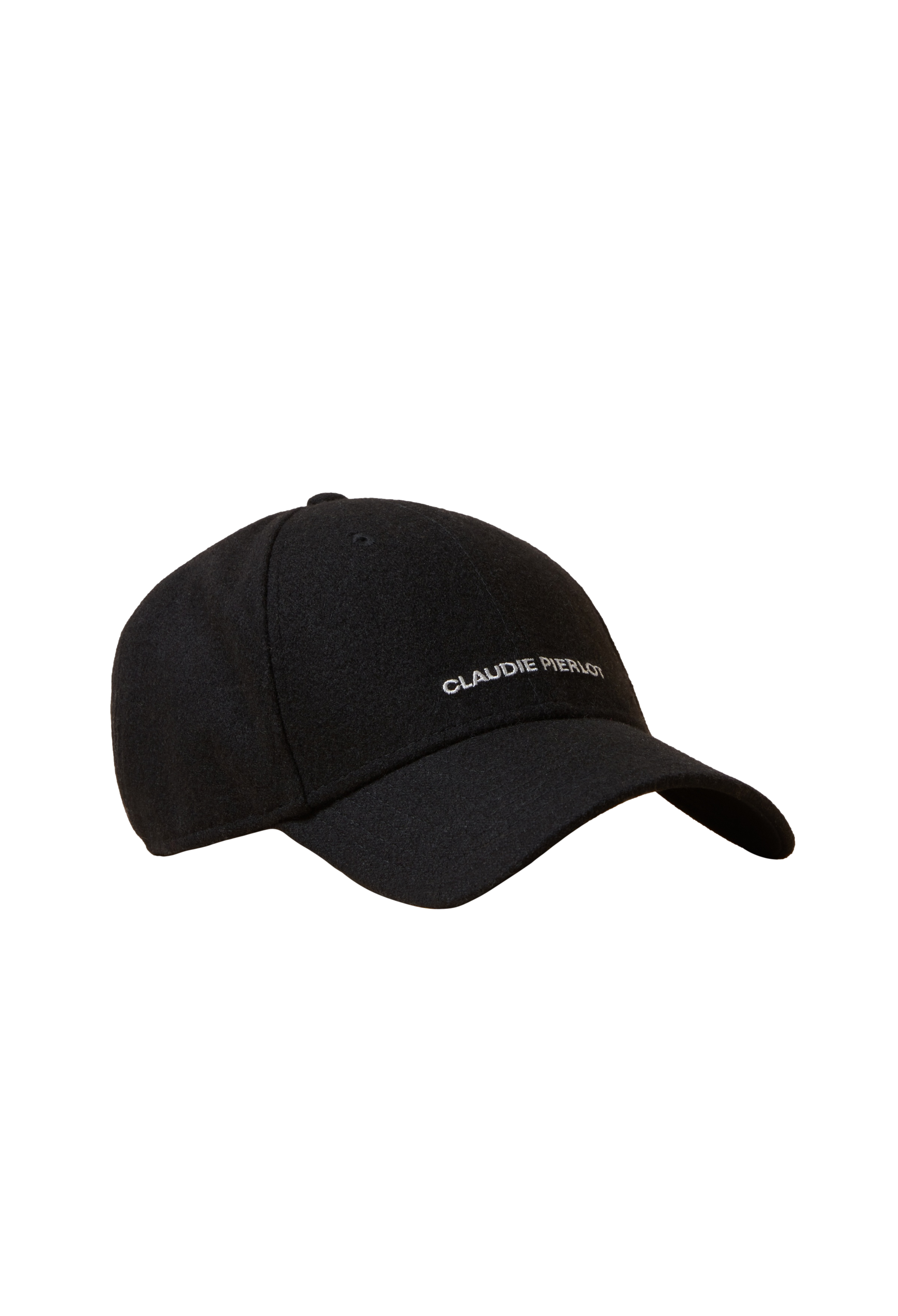 Pet van wolmix met borduursel Zwart
