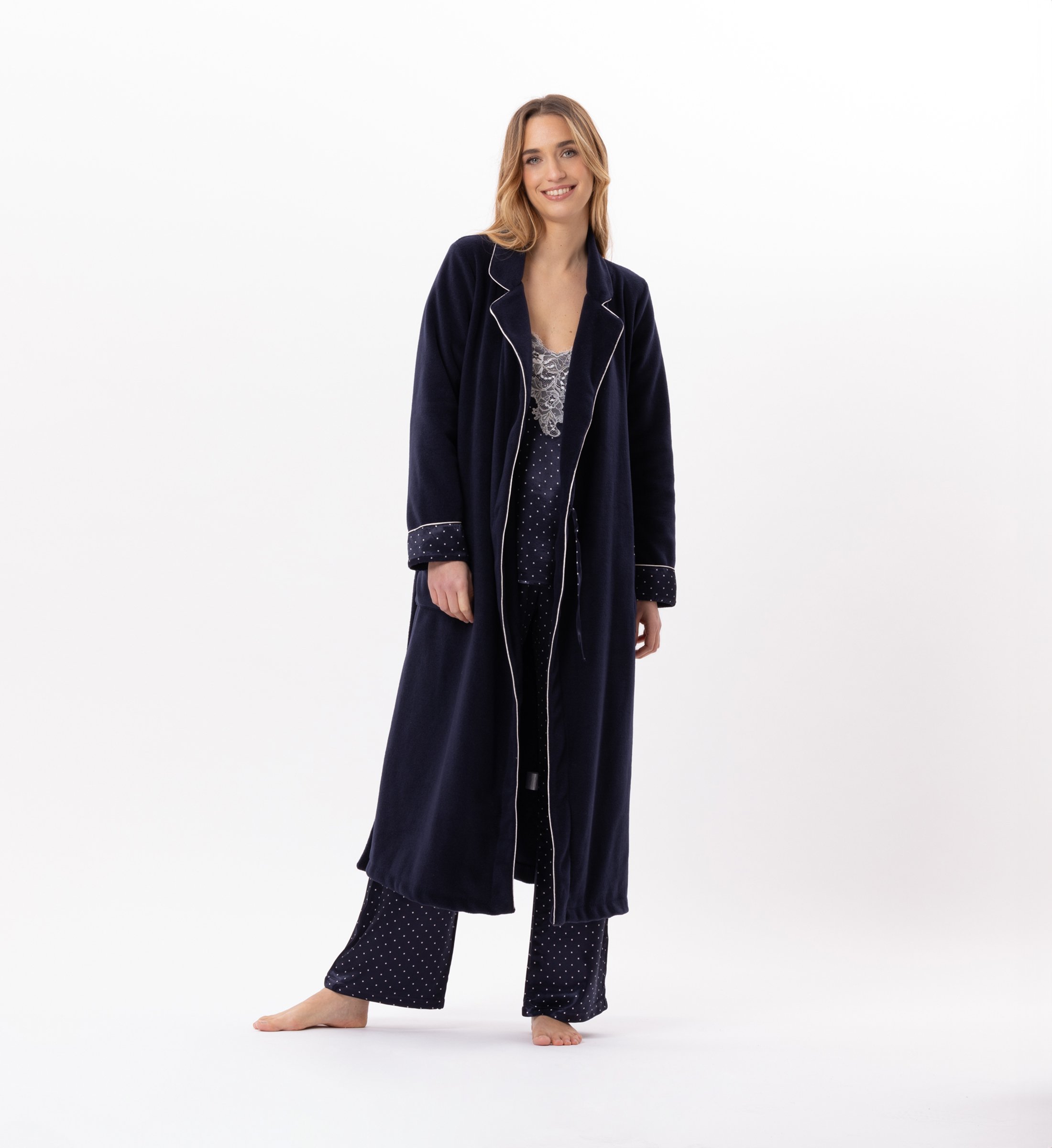 Fleece bathrobe LE CHAT Blue