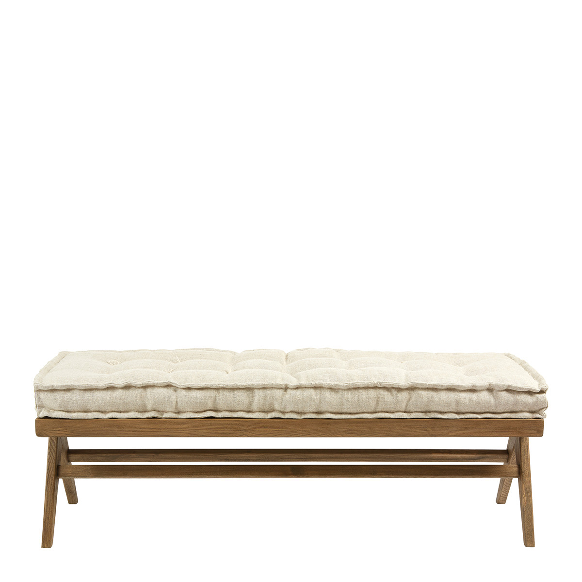 Ash bench with linen cushion BLANC D'IVOIRE Beige