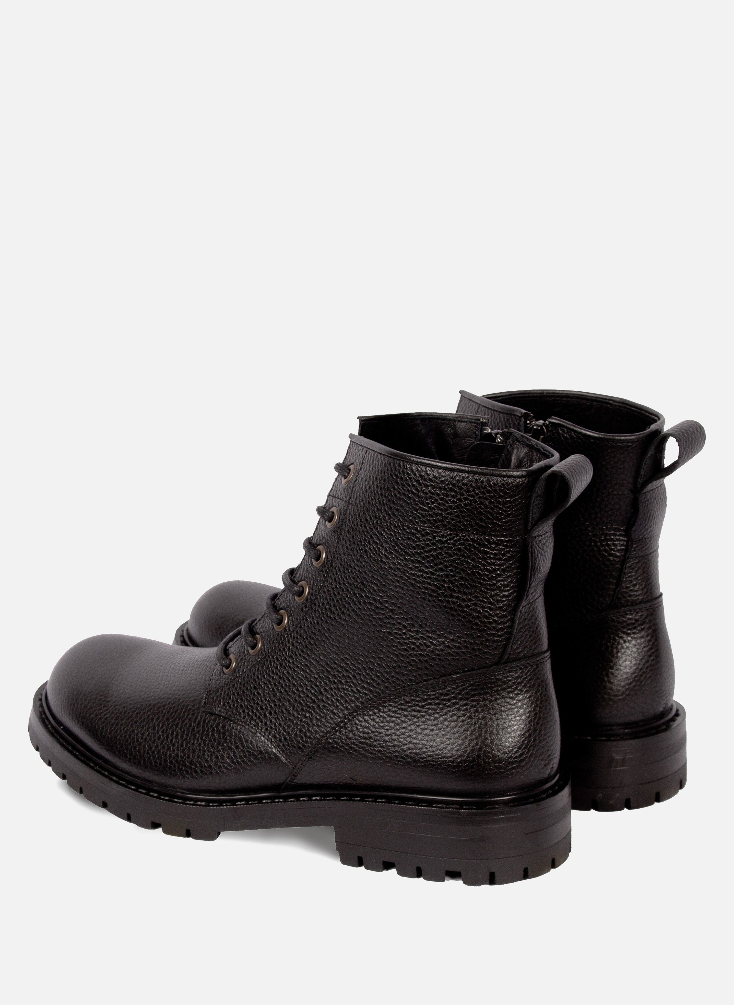Grained leather lug sole boots JULES & JENN Black