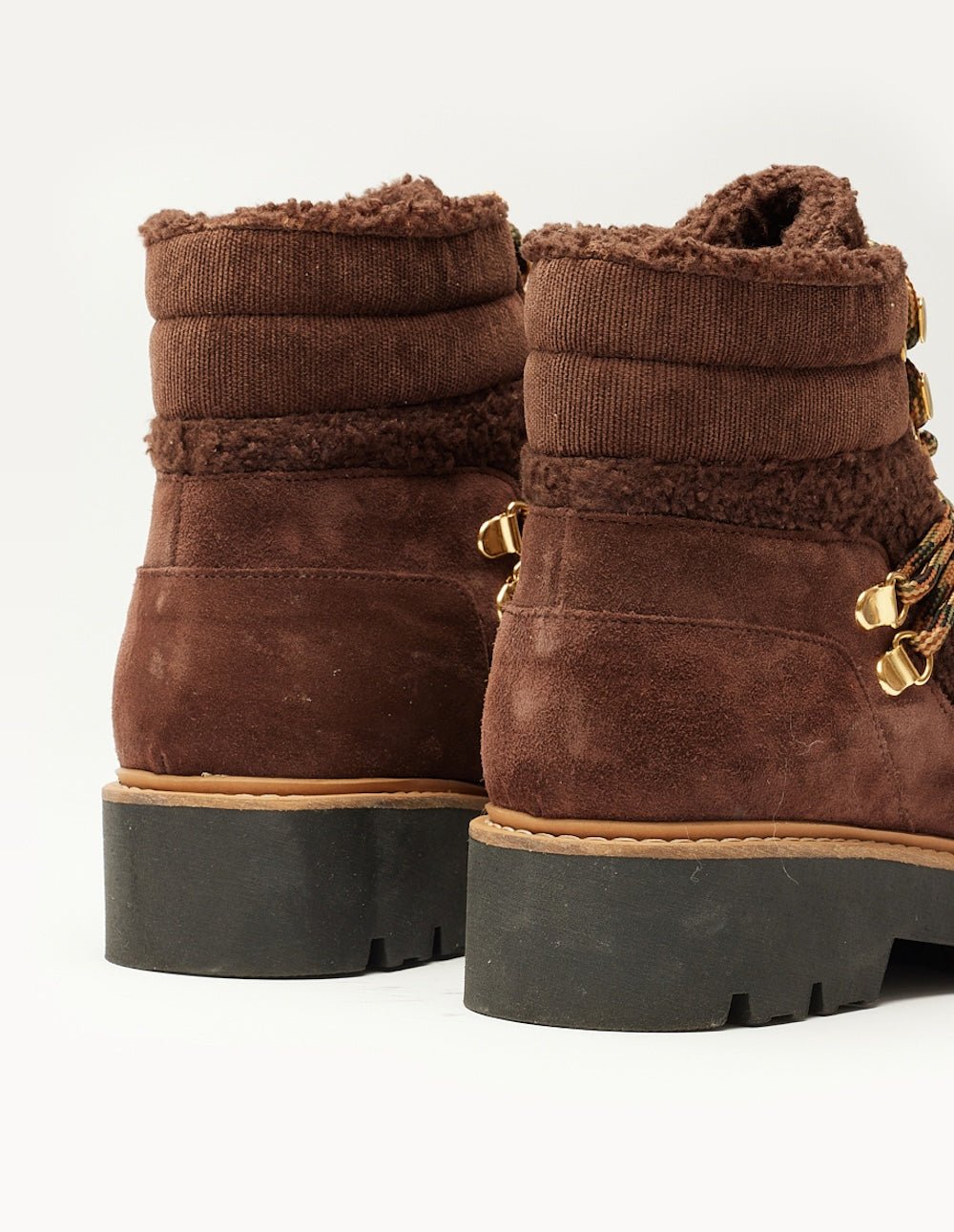 Lace-up suede fur-lined ankle boots ODAJE EX. M.MOUSTACHE Brown