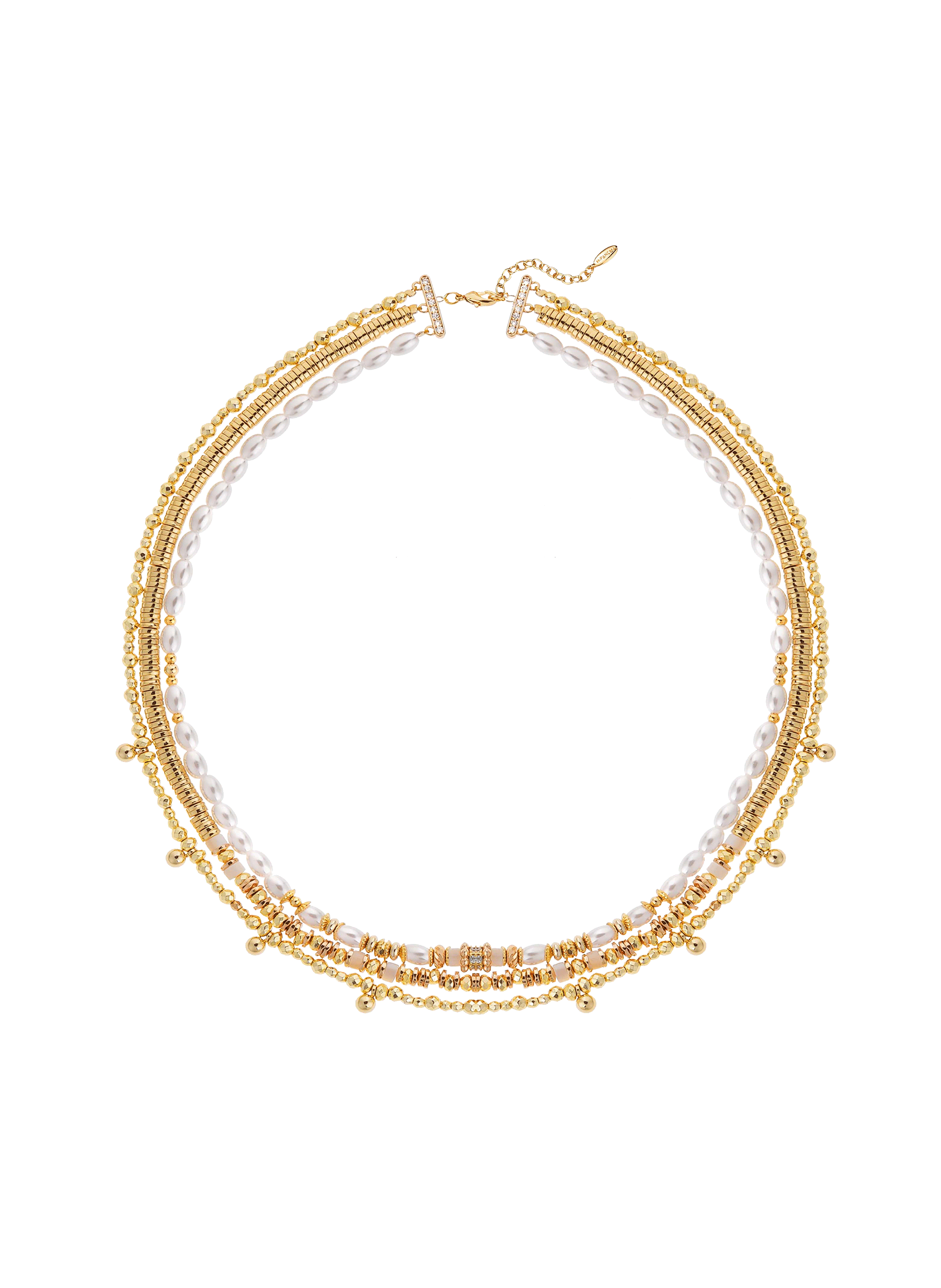 Multilayer necklace with pearls and sequins HIPANEMA Golden