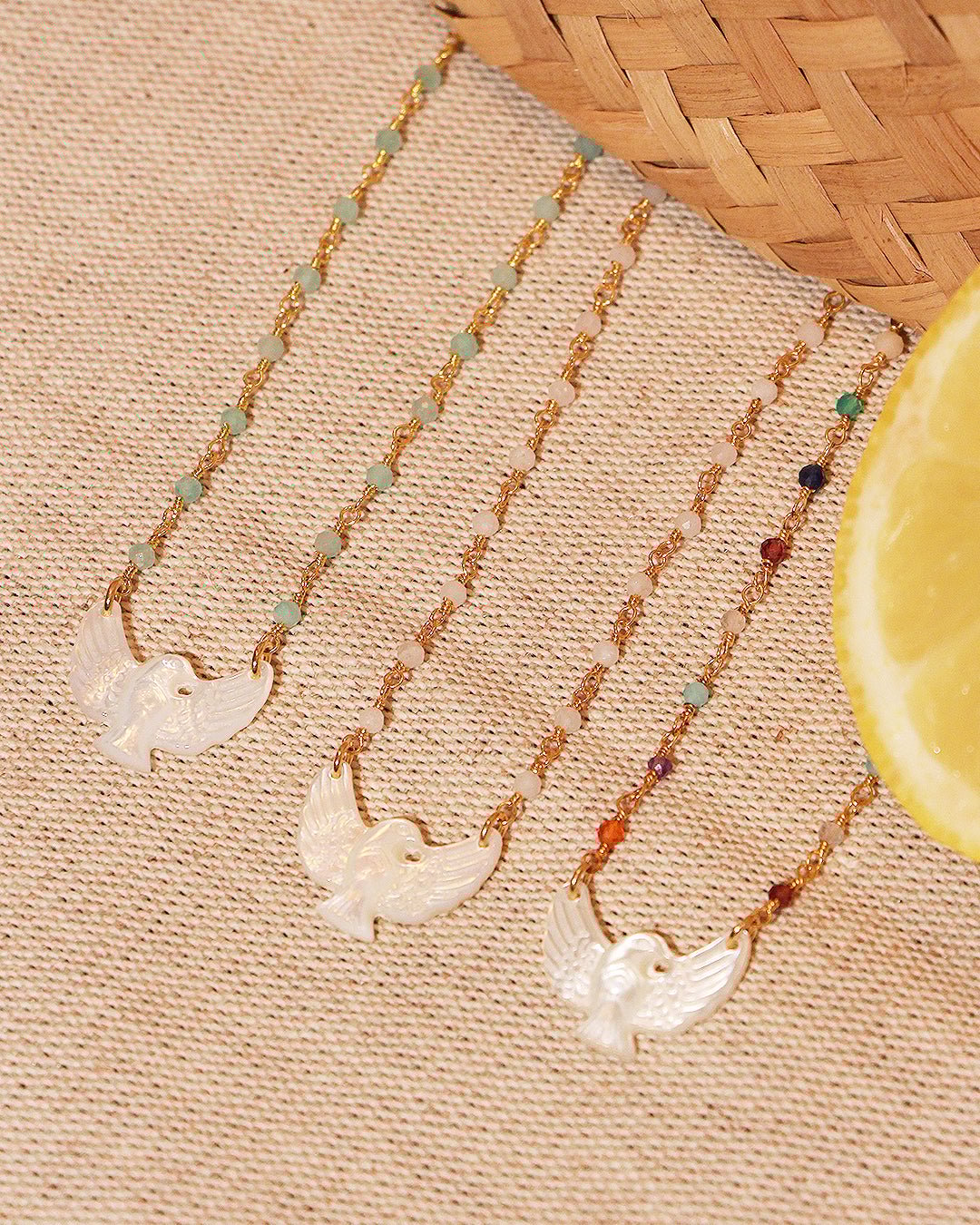 Necklace gold plated  colomba NILAI White