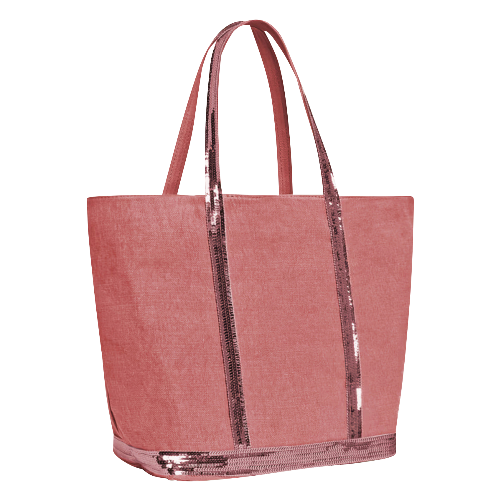 Sequin-embroidered linen tote bag Grenat Vanessa Bruno