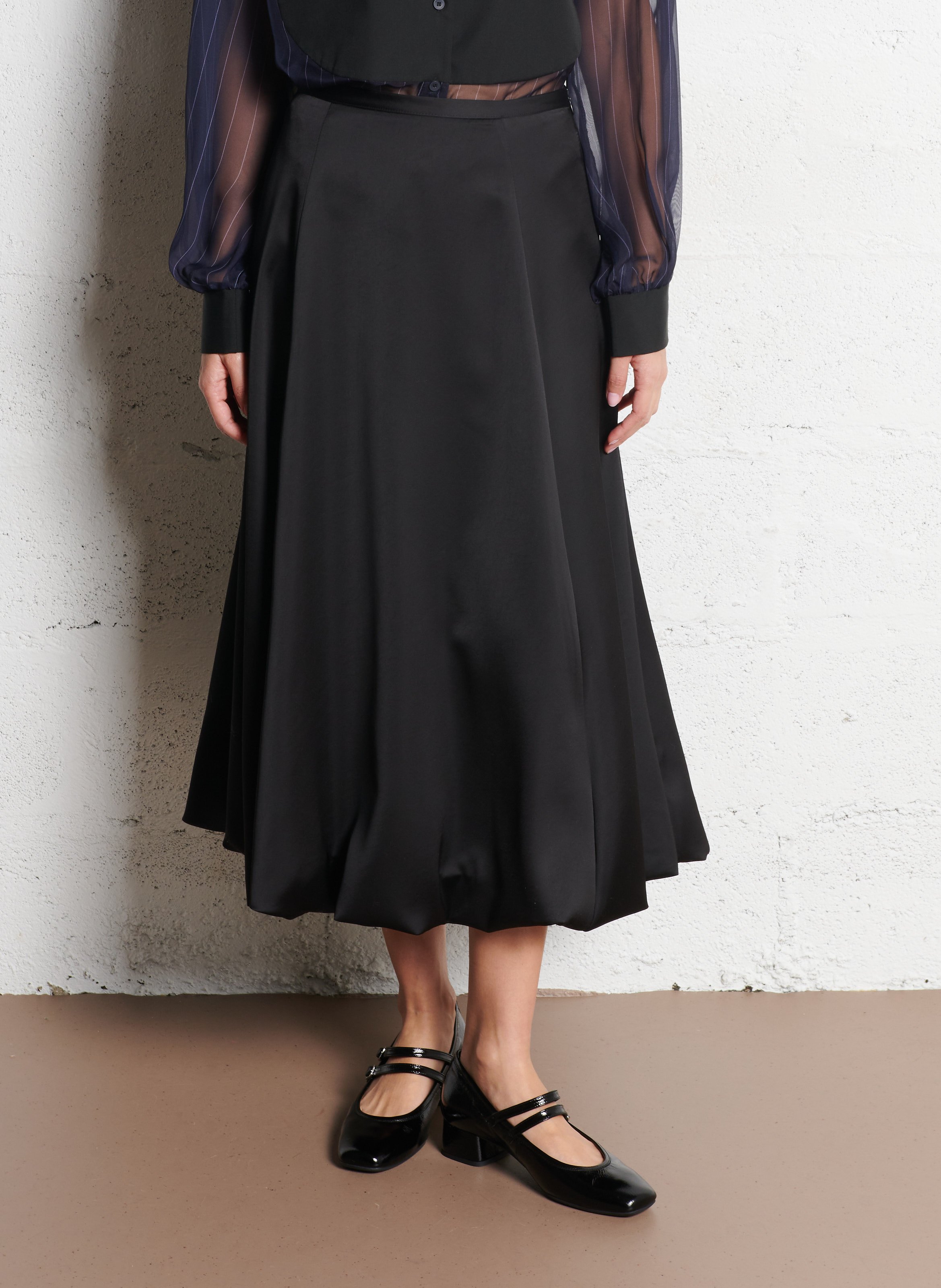 Satin Flared Midi Skirt IMPERIAL