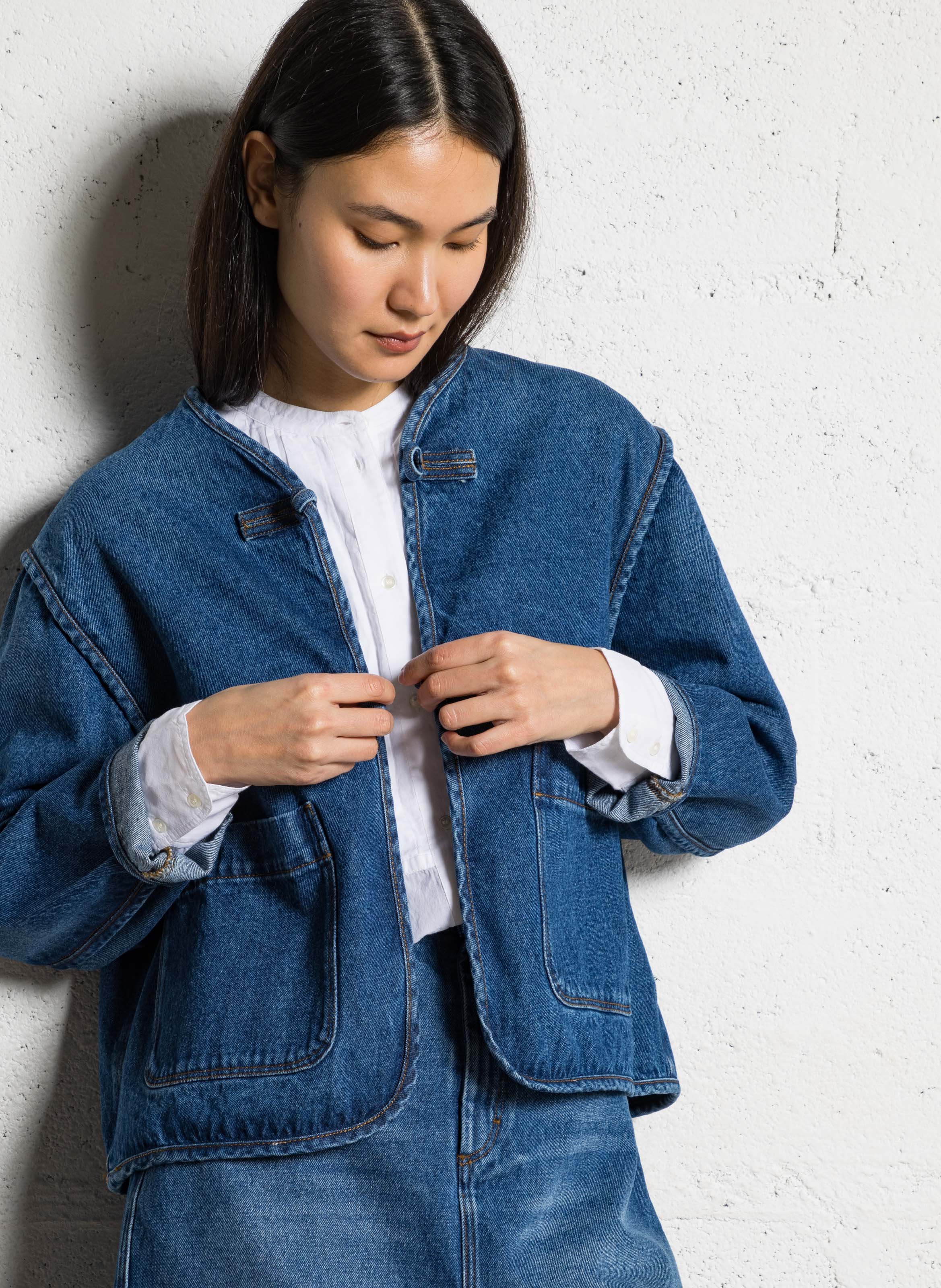 Veste droite en coton SOEUR Bleu