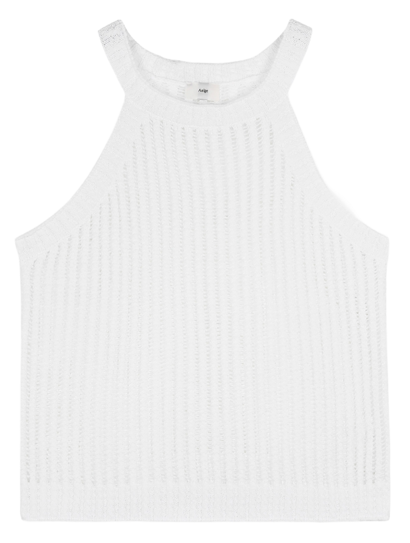 Knitted ribbed sleeveless top AN'GE White