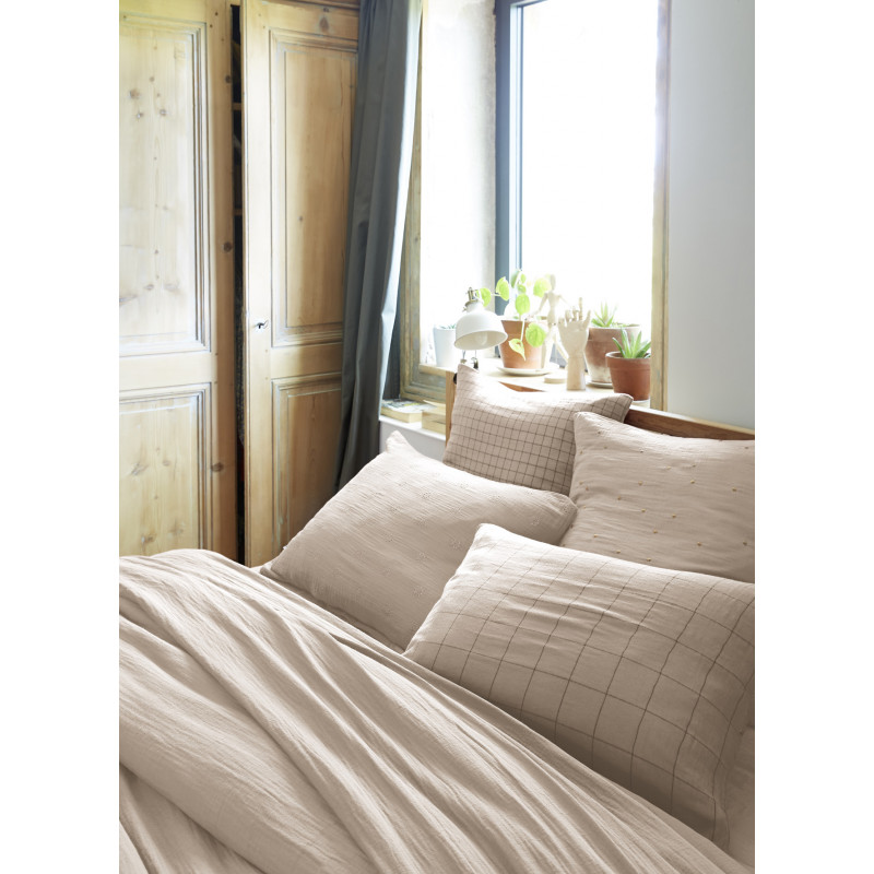 Cotton percale pillow case L'EFFET PAPILLON White