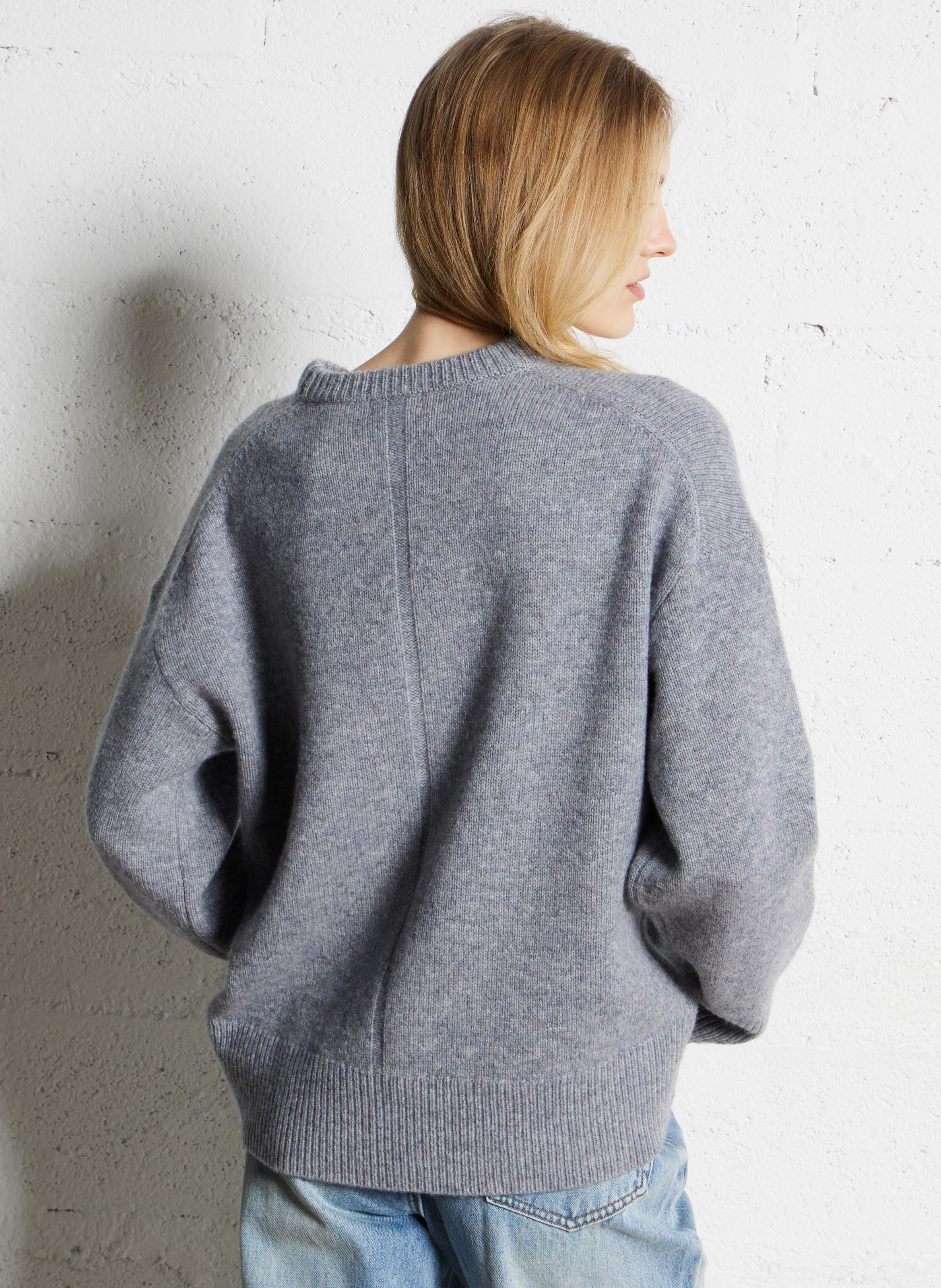 Pull droit col rond en laine SUNCOO Gris