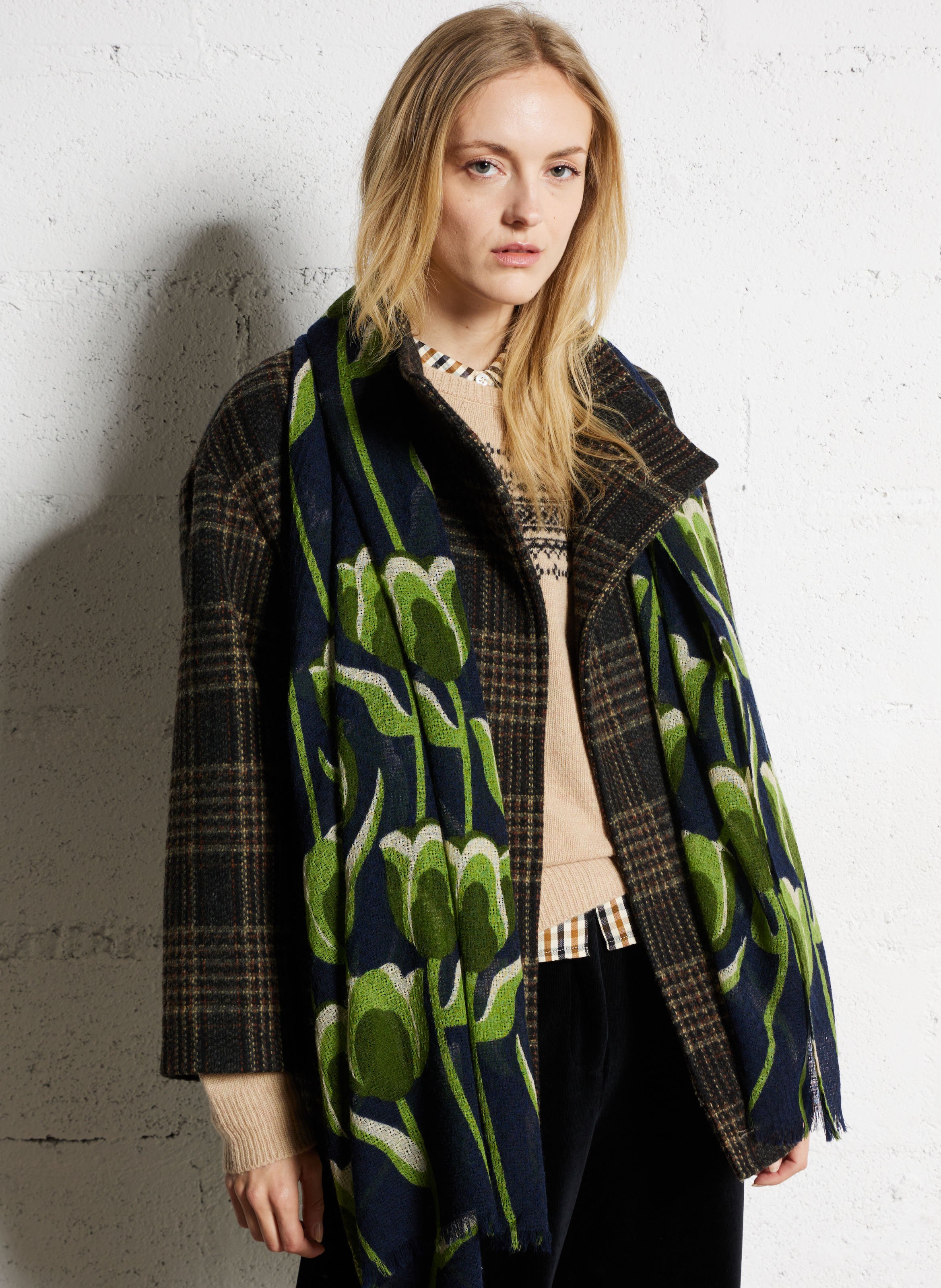 Foulard imprimé en laine NICE THINGS Bleu