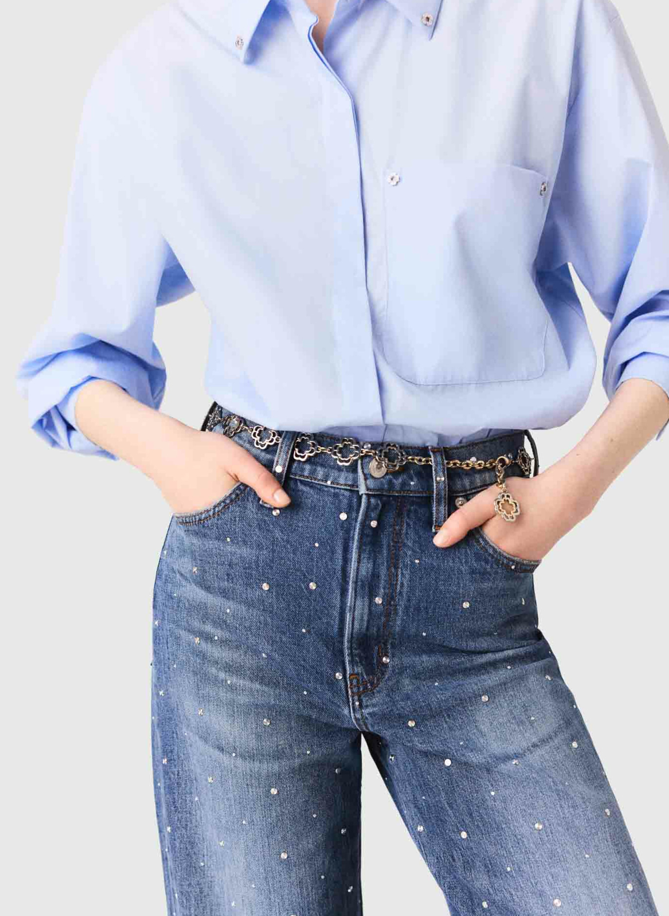 Jean large en coton mélangé MAJE Bleu