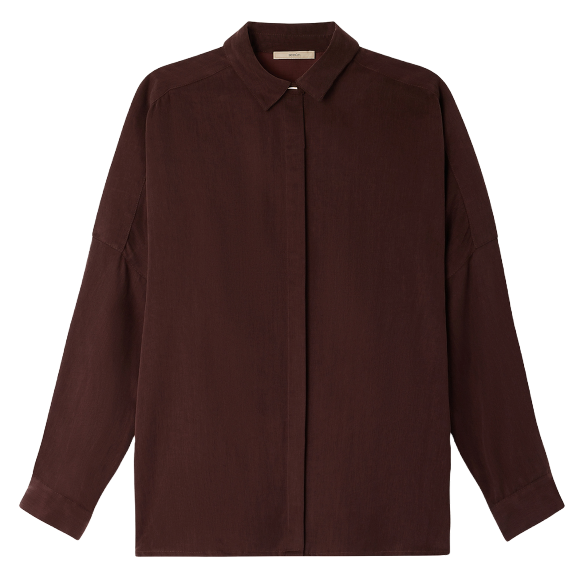 Chemise col classique satinée  SESSUN Marron