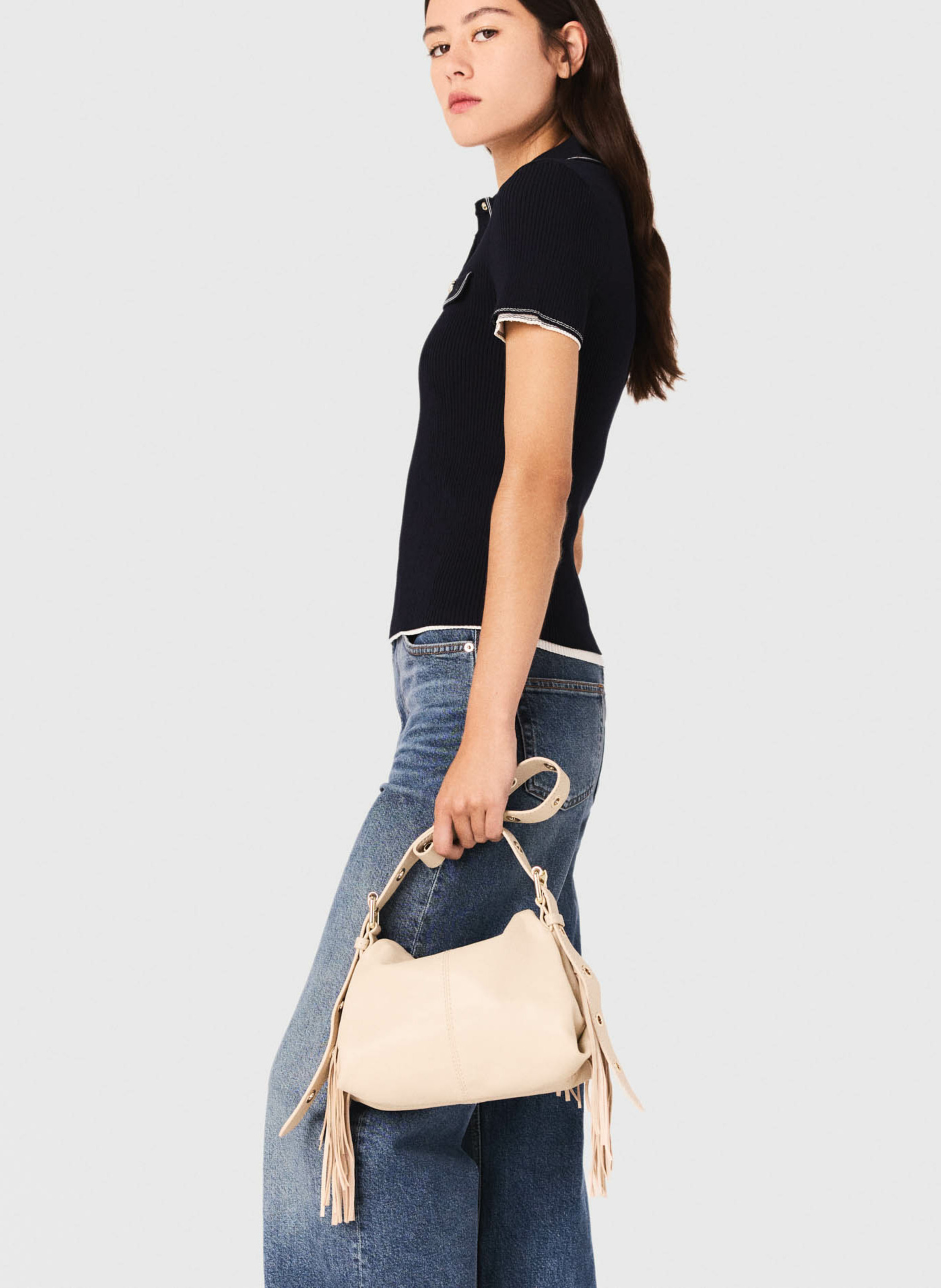 Pull col polo  MAJE Bleu