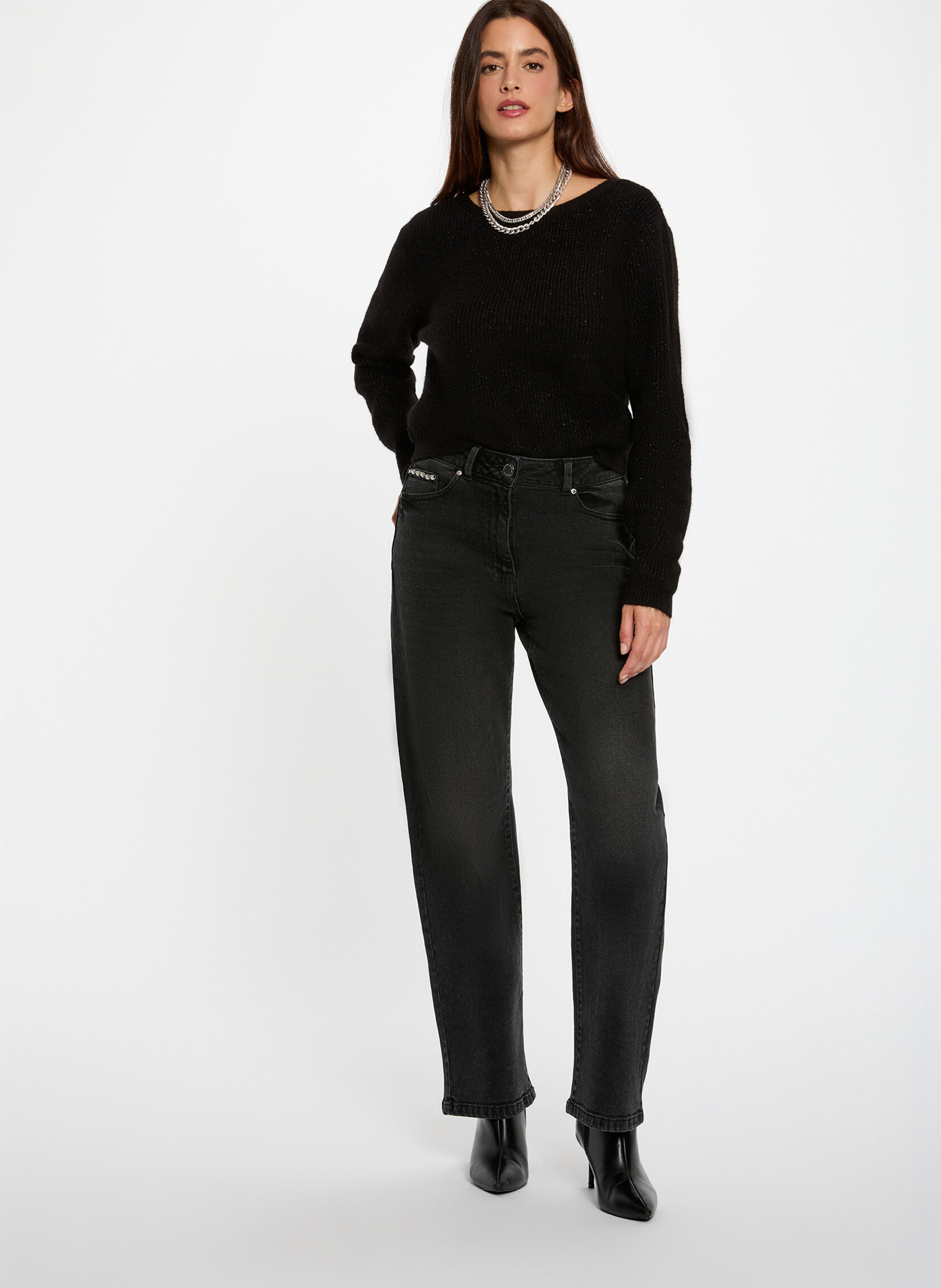 V-Ausschnitt-Strickjacke MORGAN Schwarz