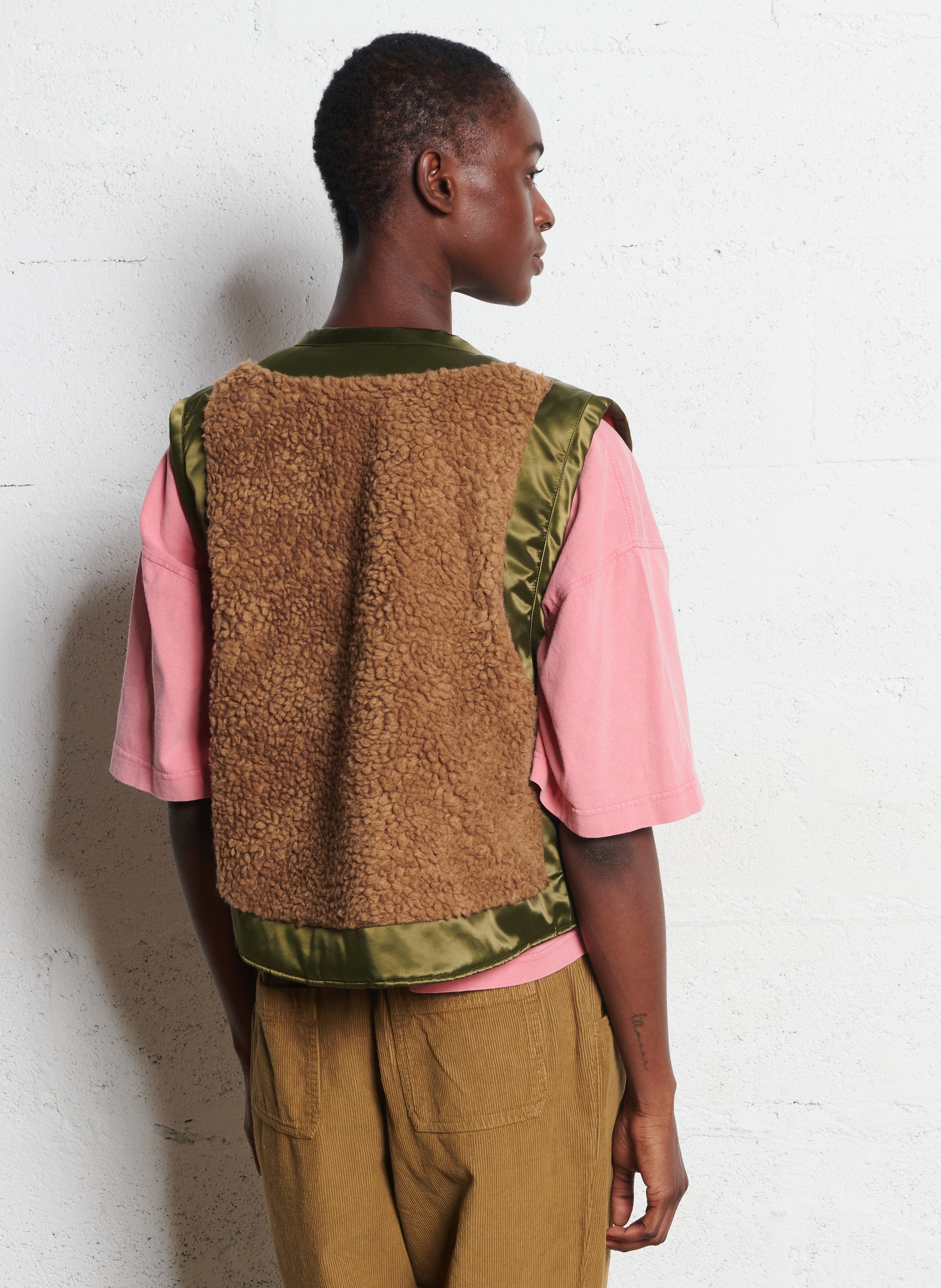 Jas met ronde hals en twee materialen BELLEROSE Grijs