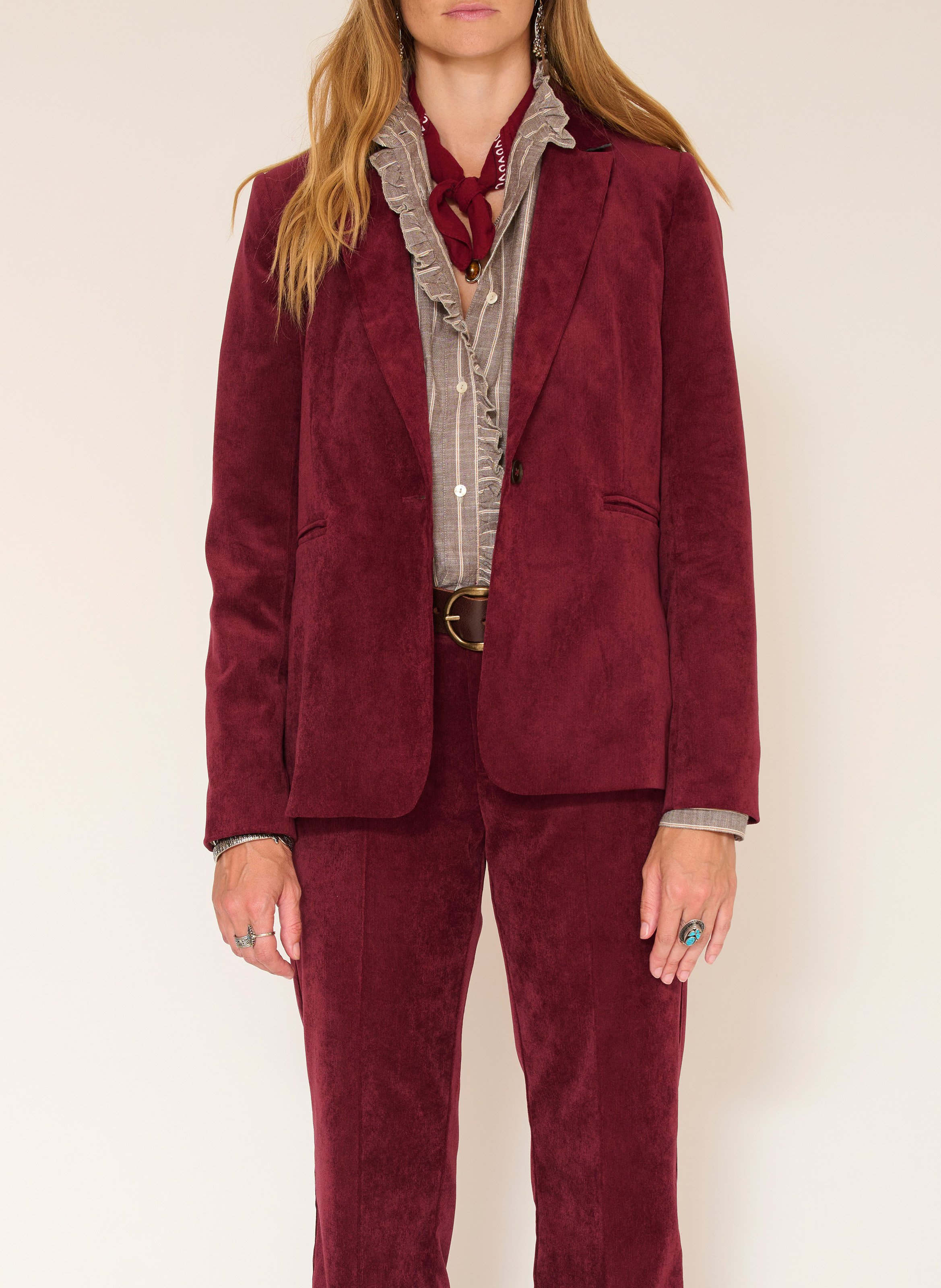 Veste de blazer ajustée col tailleur MKT Rouge