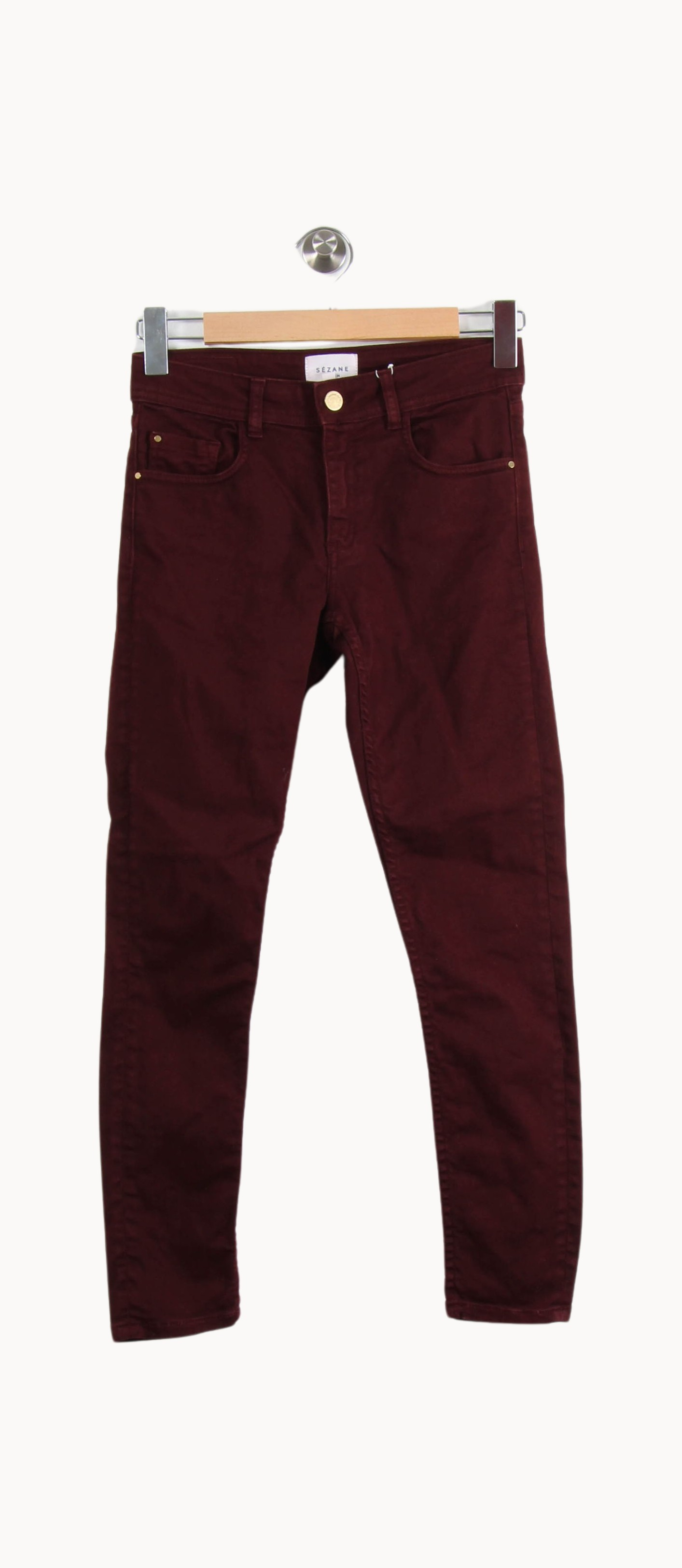 Cropped slim jeans with studs SEZANE - Seconde main Red